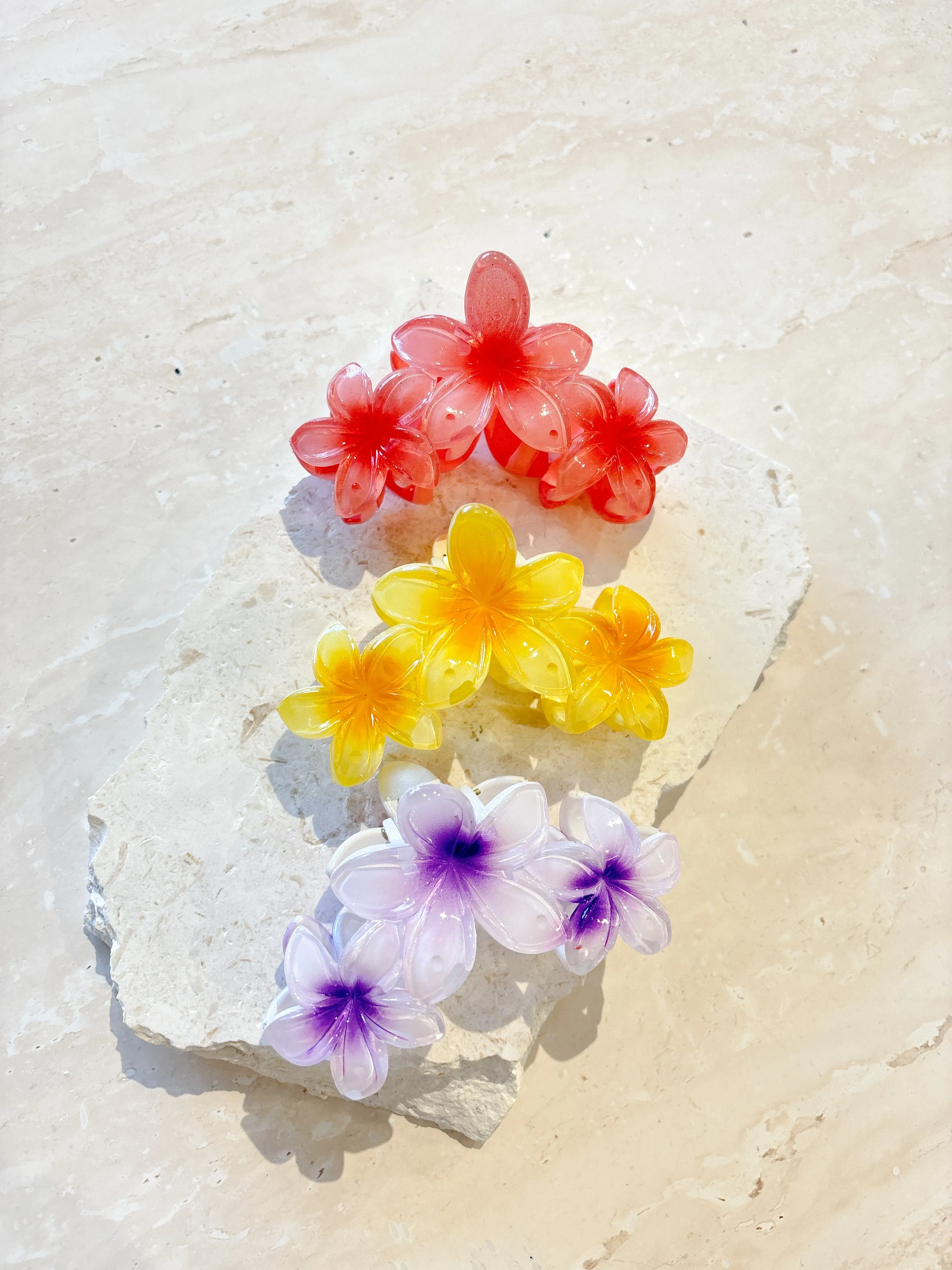 Triple Hawaiian Flower Claw Clip (3col)
