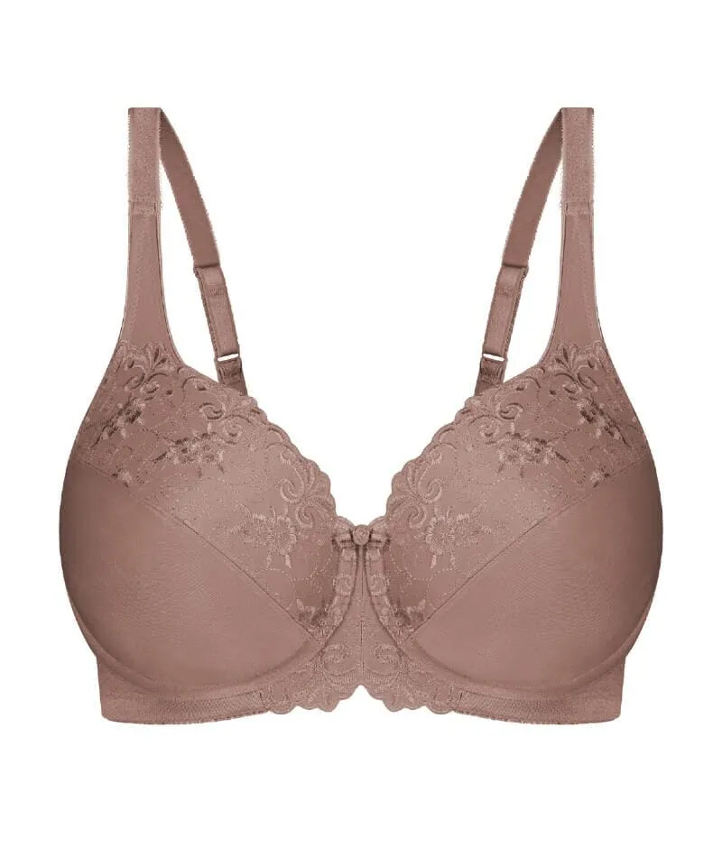 Triumph Embroidered Minimizer Bra - Chocolate Mousse