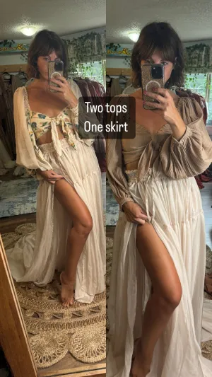 Two tops one sheer chiffon skirt