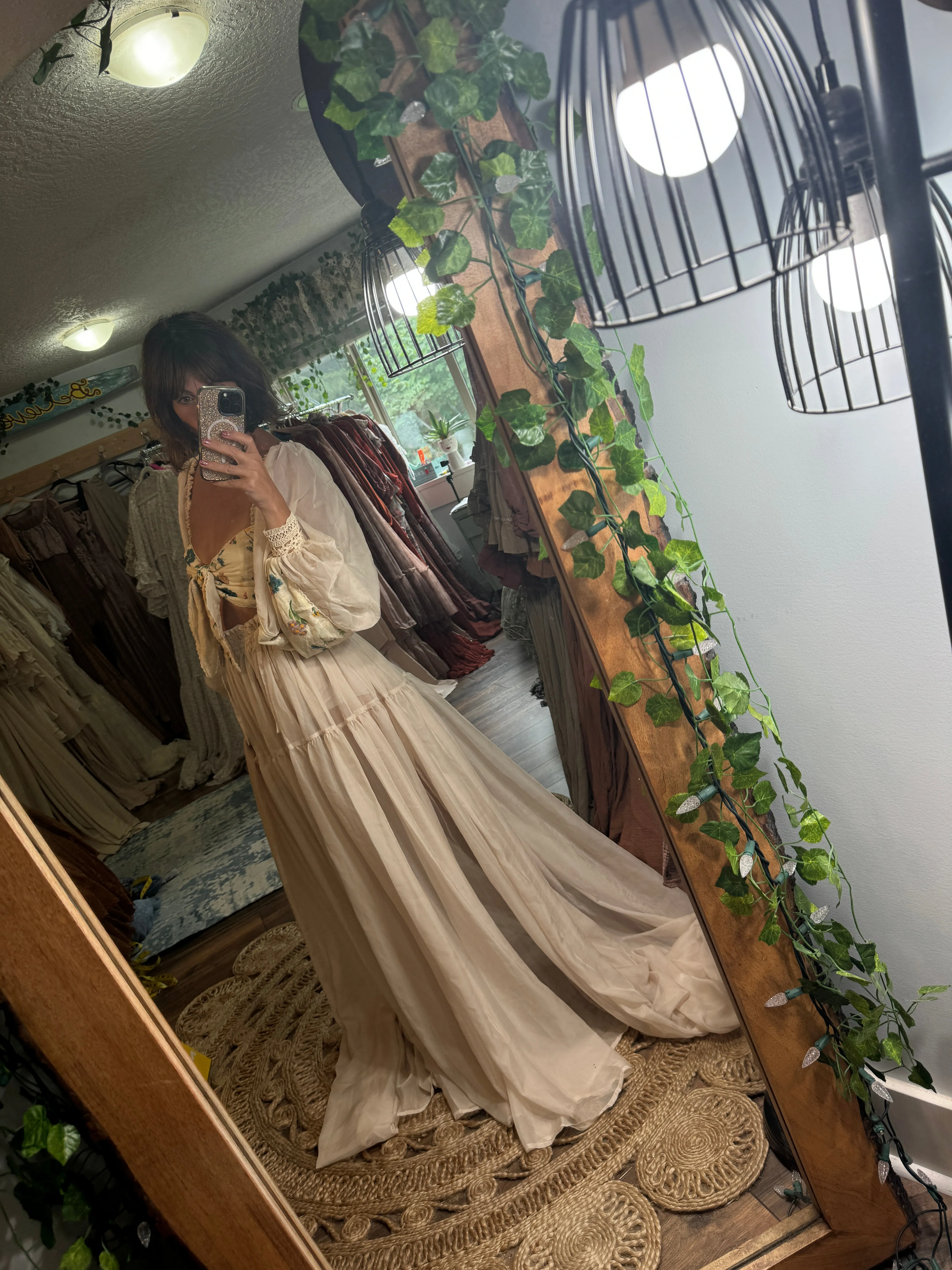 Two tops one sheer chiffon skirt