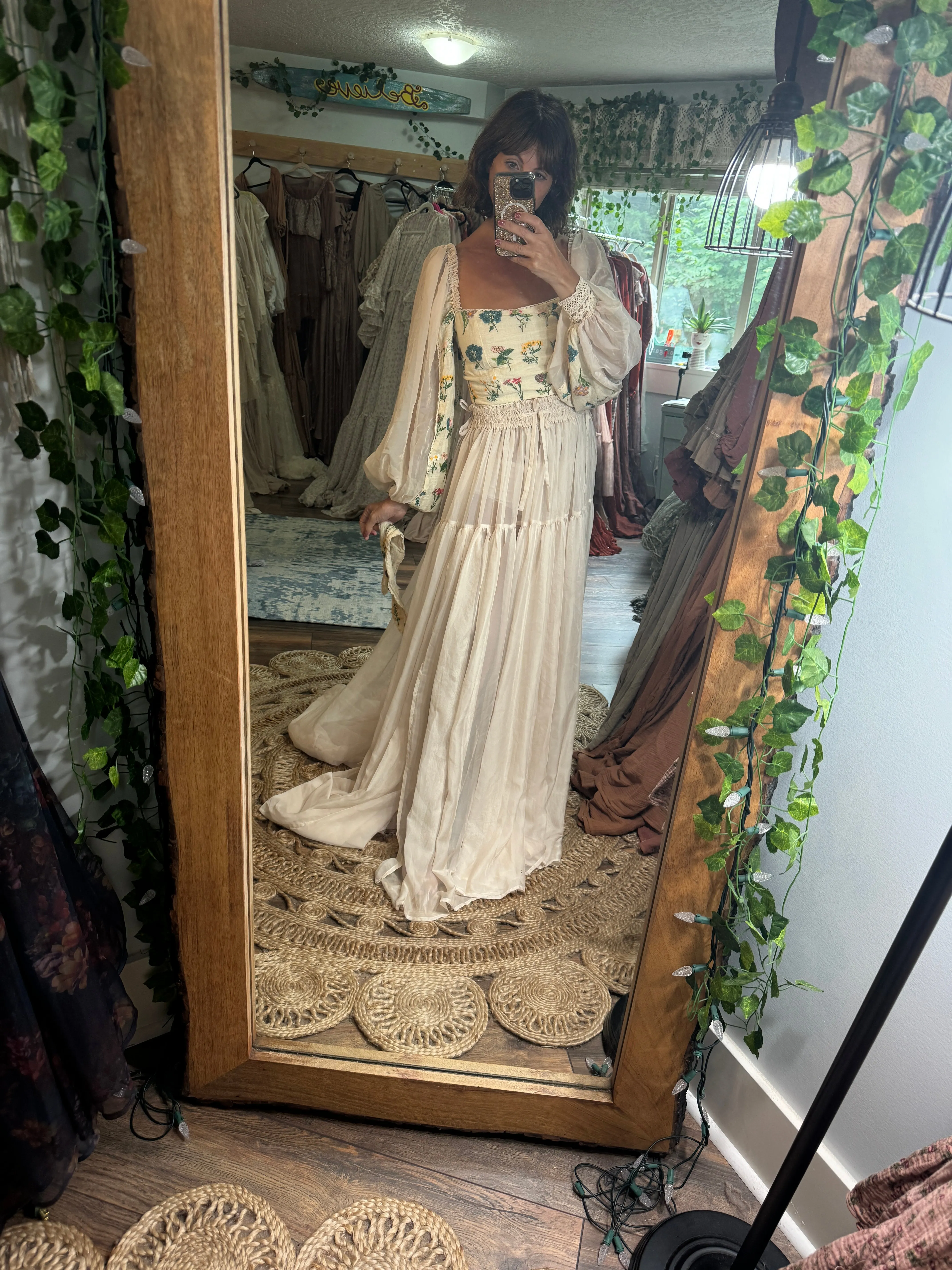 Two tops one sheer chiffon skirt