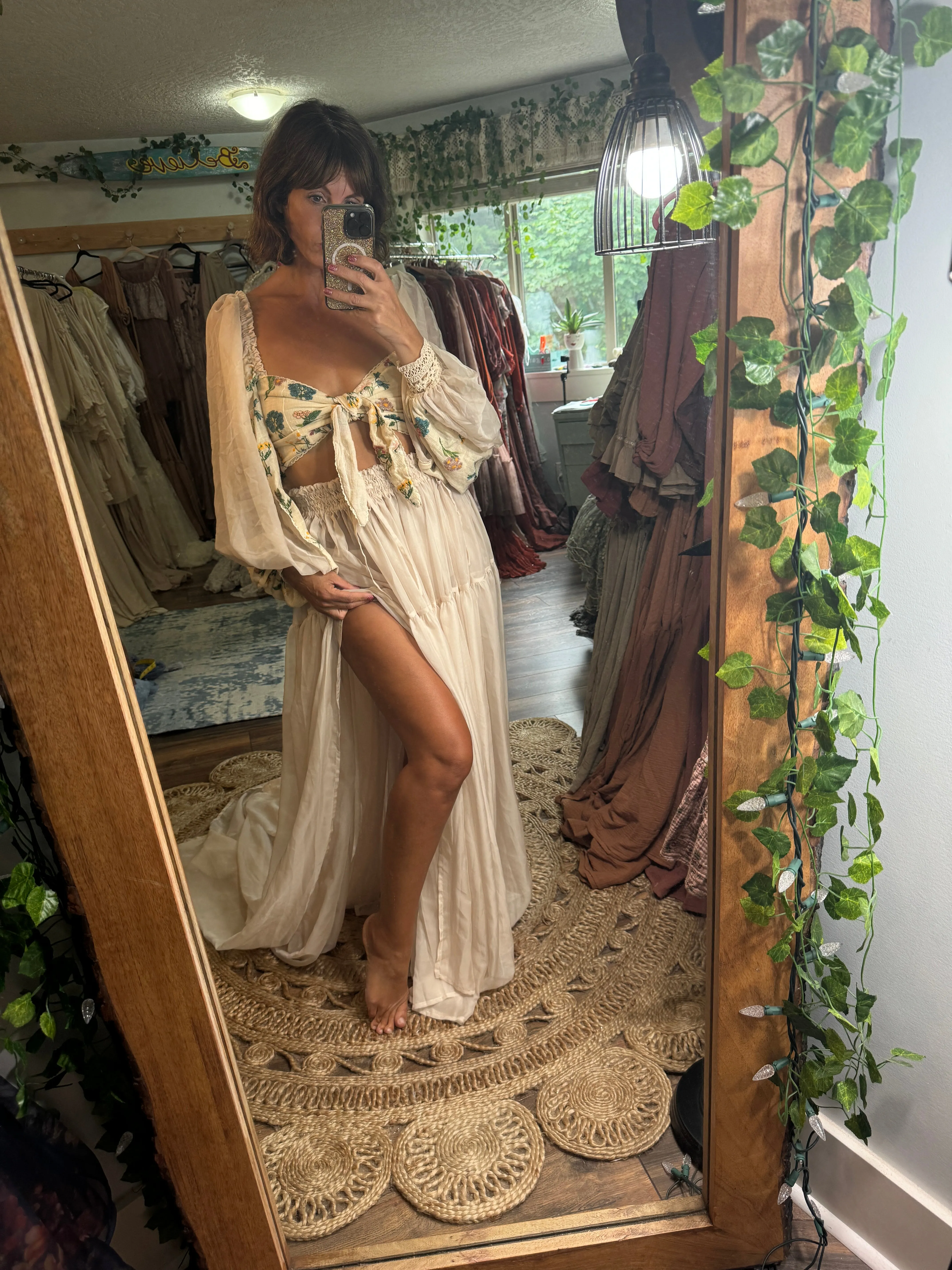 Two tops one sheer chiffon skirt