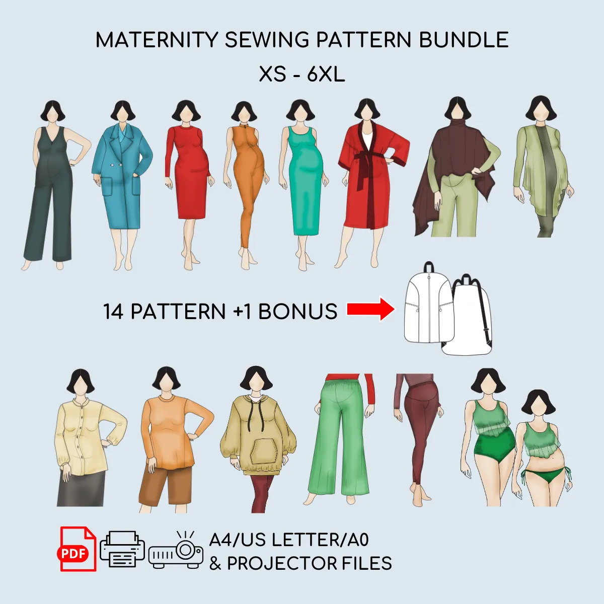 Ultimate Maternity Sewing Patterns Bundle | 14 1 Customizable Designs