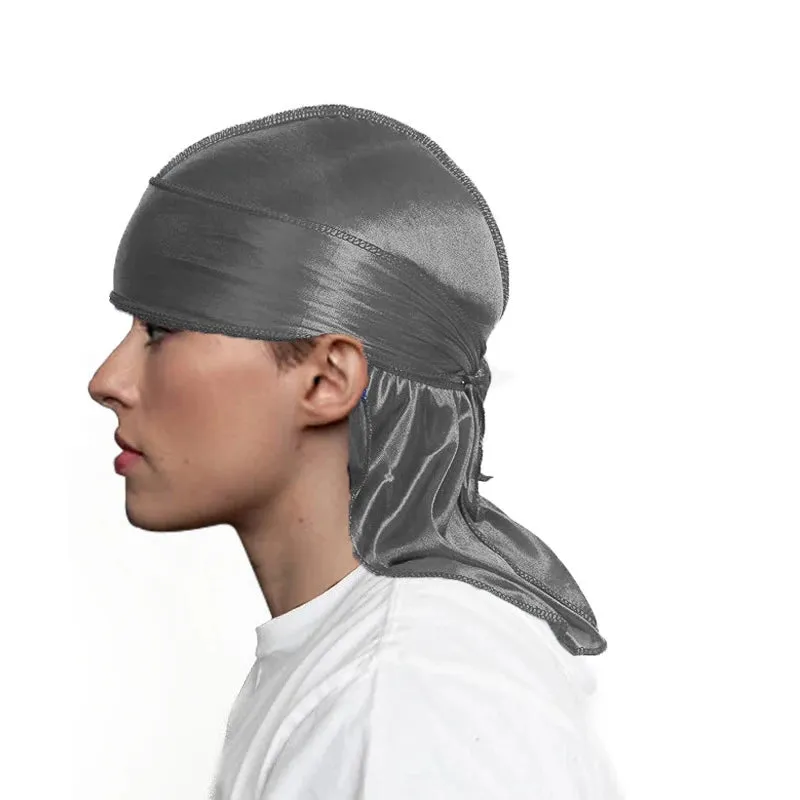 Unisex Adult Long Tail Satin Doo Rag Durag Bandanas Cap Pirate Hat Turban Men Hip Hop Headband Biker Headwrap Women Headwear
