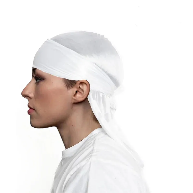 Unisex Adult Long Tail Satin Doo Rag Durag Bandanas Cap Pirate Hat Turban Men Hip Hop Headband Biker Headwrap Women Headwear