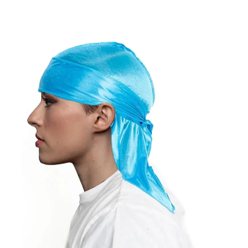 Unisex Adult Long Tail Satin Doo Rag Durag Bandanas Cap Pirate Hat Turban Men Hip Hop Headband Biker Headwrap Women Headwear