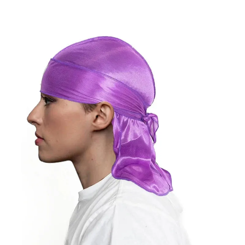 Unisex Adult Long Tail Satin Doo Rag Durag Bandanas Cap Pirate Hat Turban Men Hip Hop Headband Biker Headwrap Women Headwear
