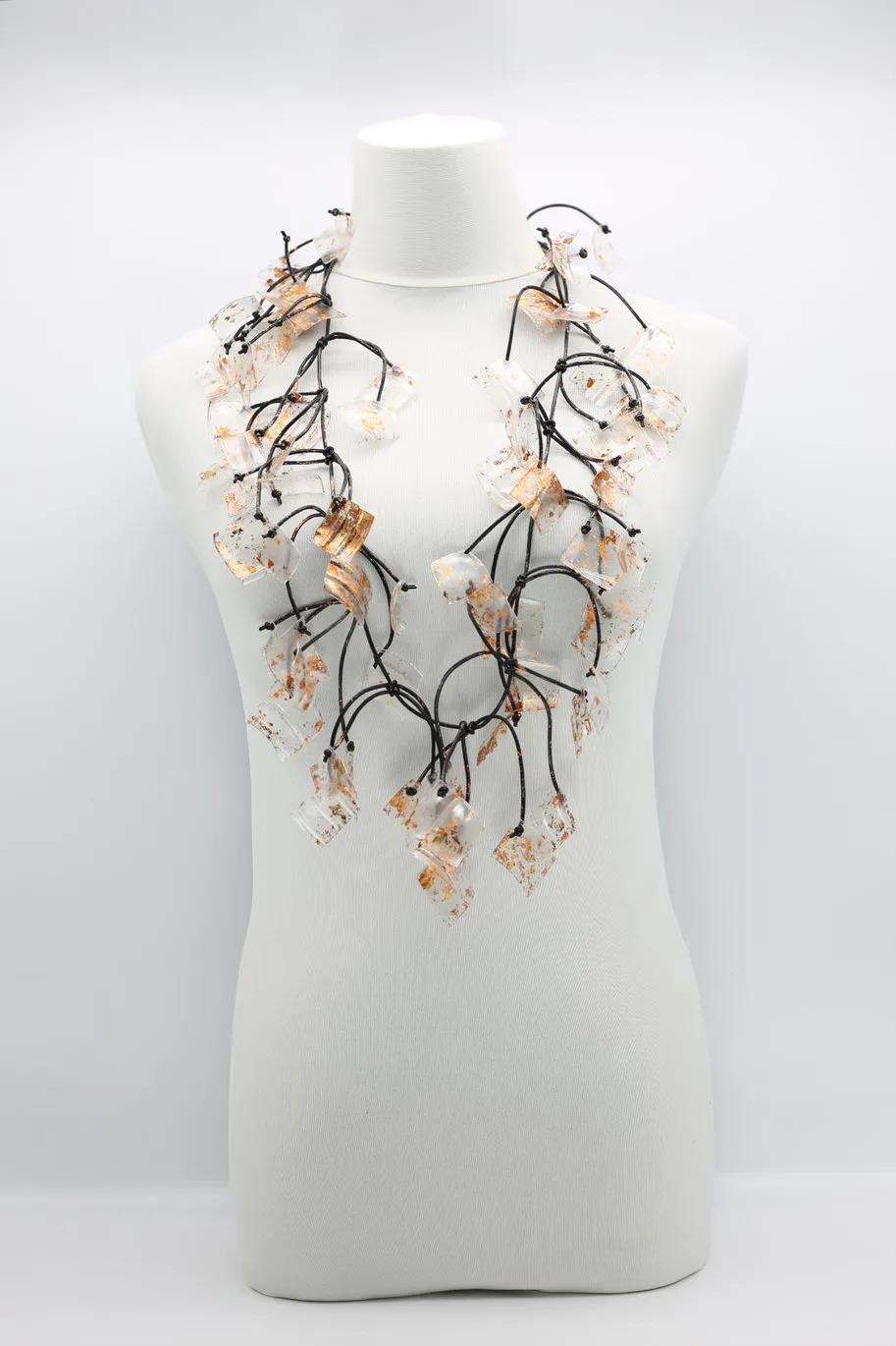 Upcycled Plastic Bottles Squares Necklaces - Hand gilded