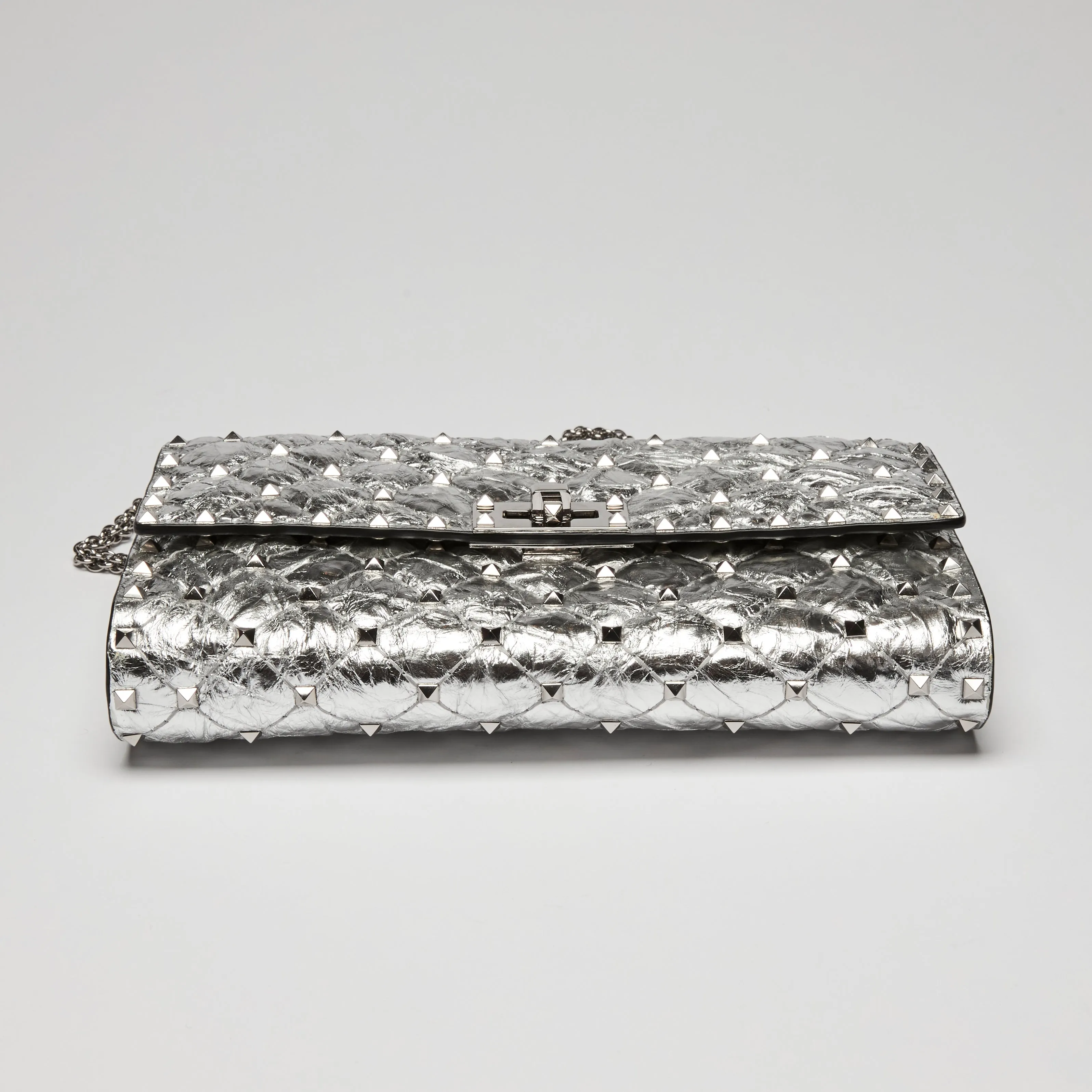 Valentino Aged Metallic Leather RockStud Spike Flap Bag