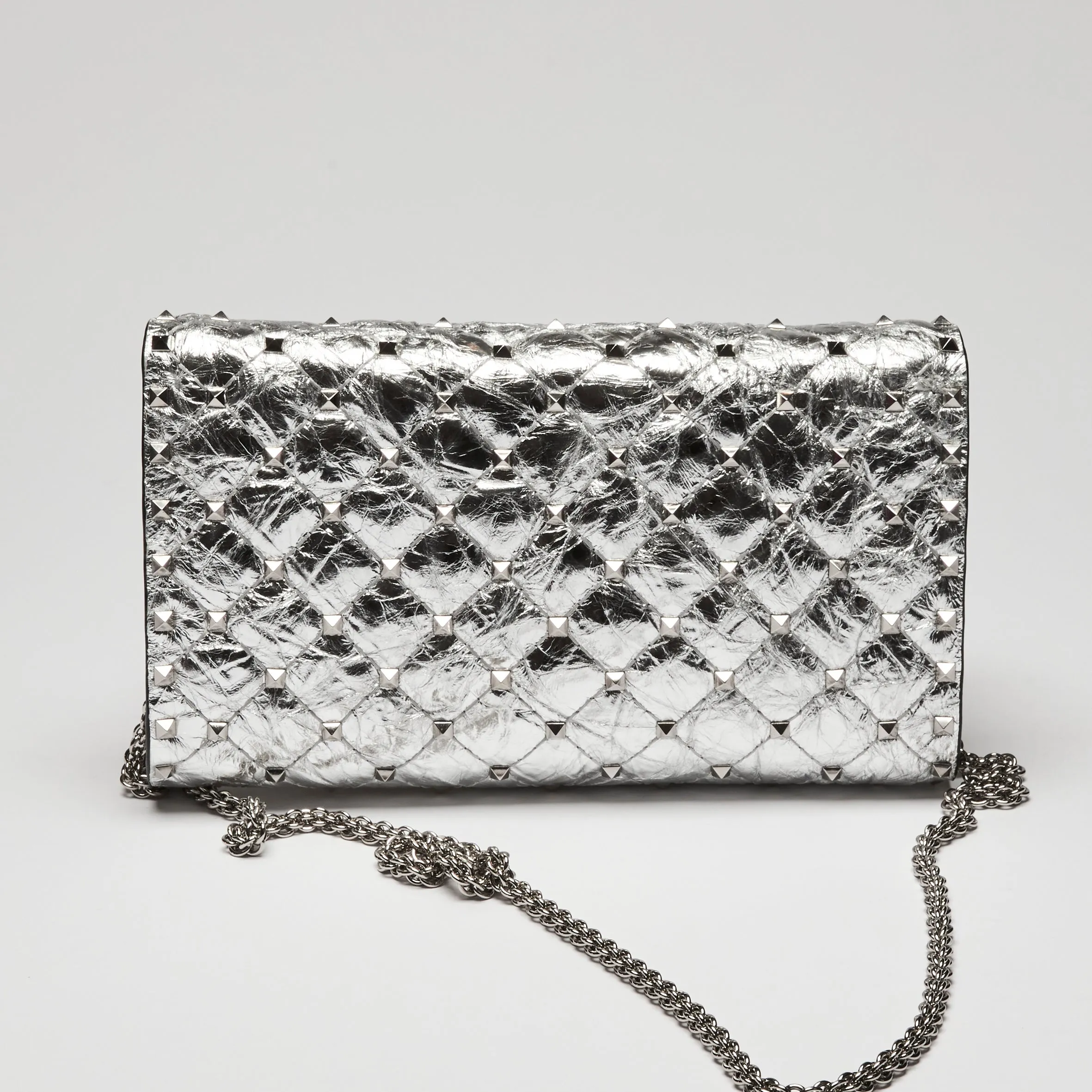 Valentino Aged Metallic Leather RockStud Spike Flap Bag