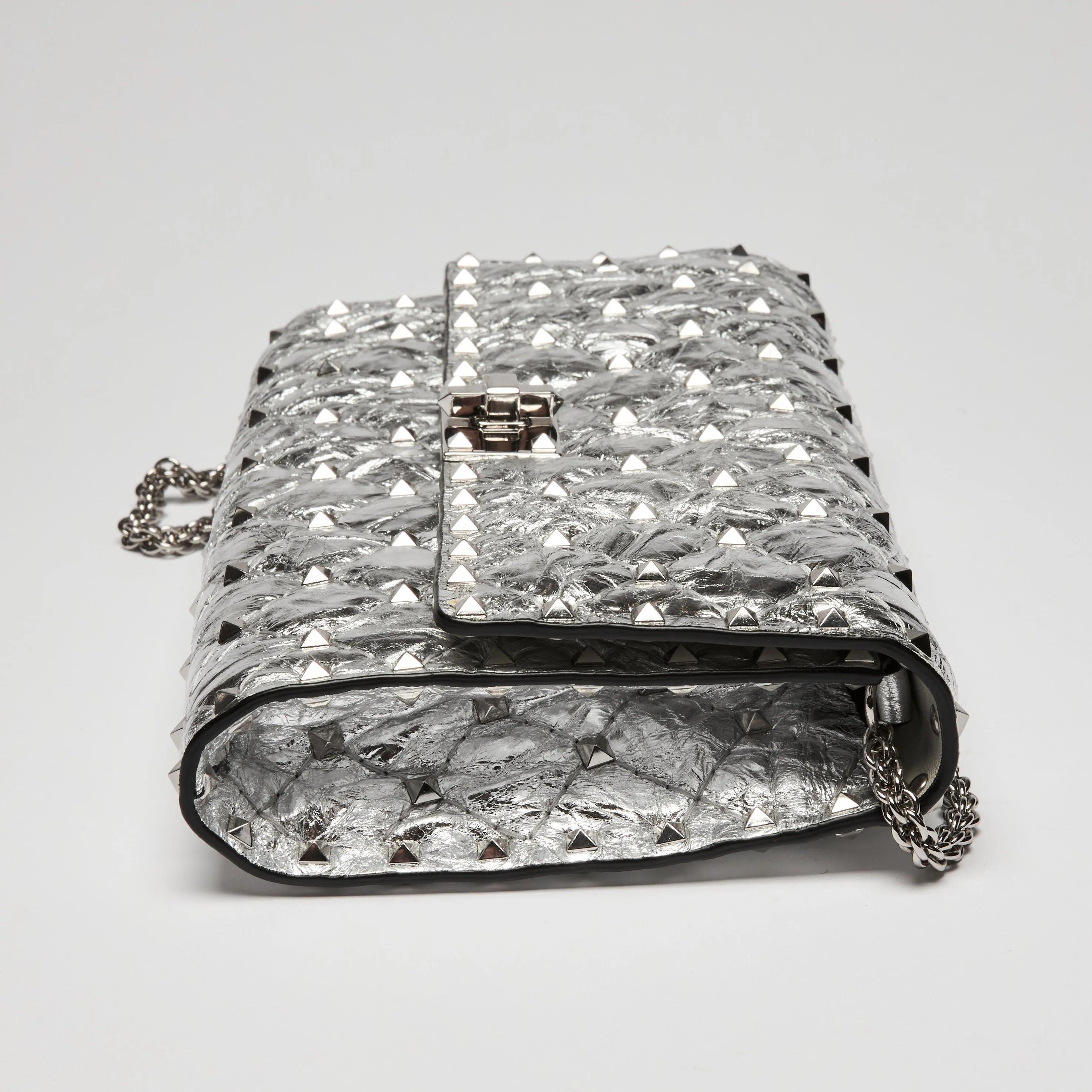 Valentino Aged Metallic Leather RockStud Spike Flap Bag