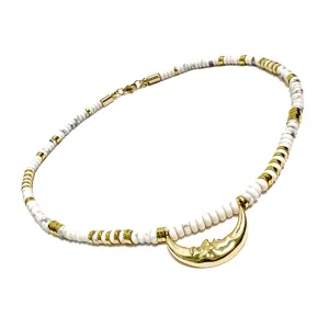 Vana White Moon and Sun Necklaces