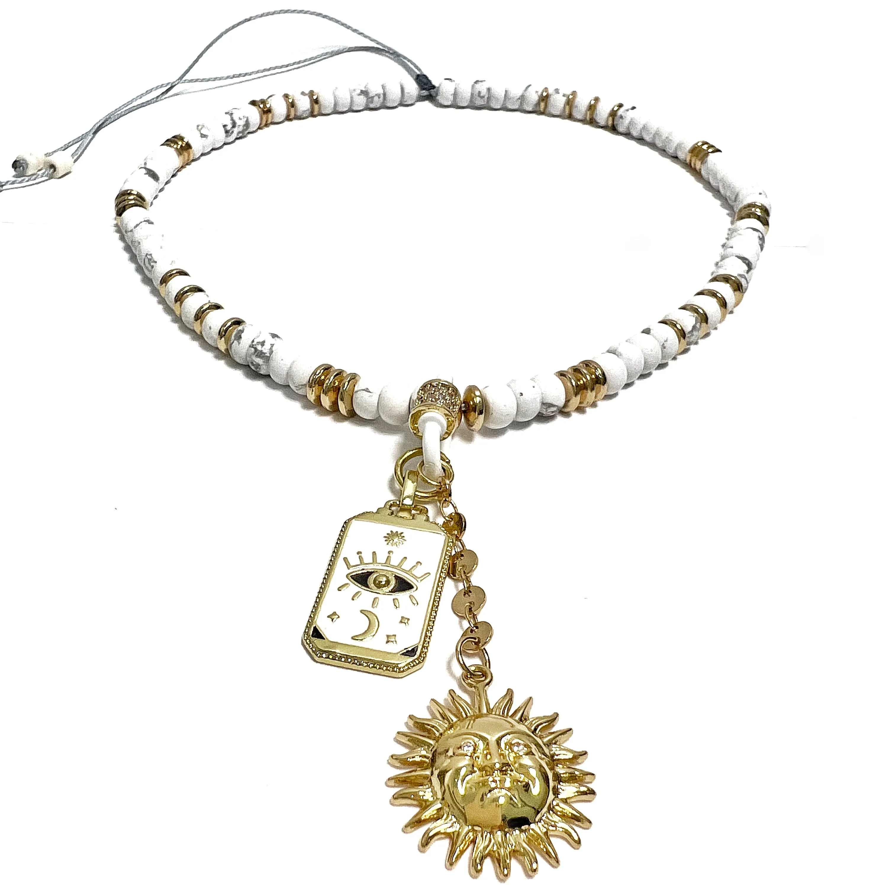 Vana White Moon and Sun Necklaces