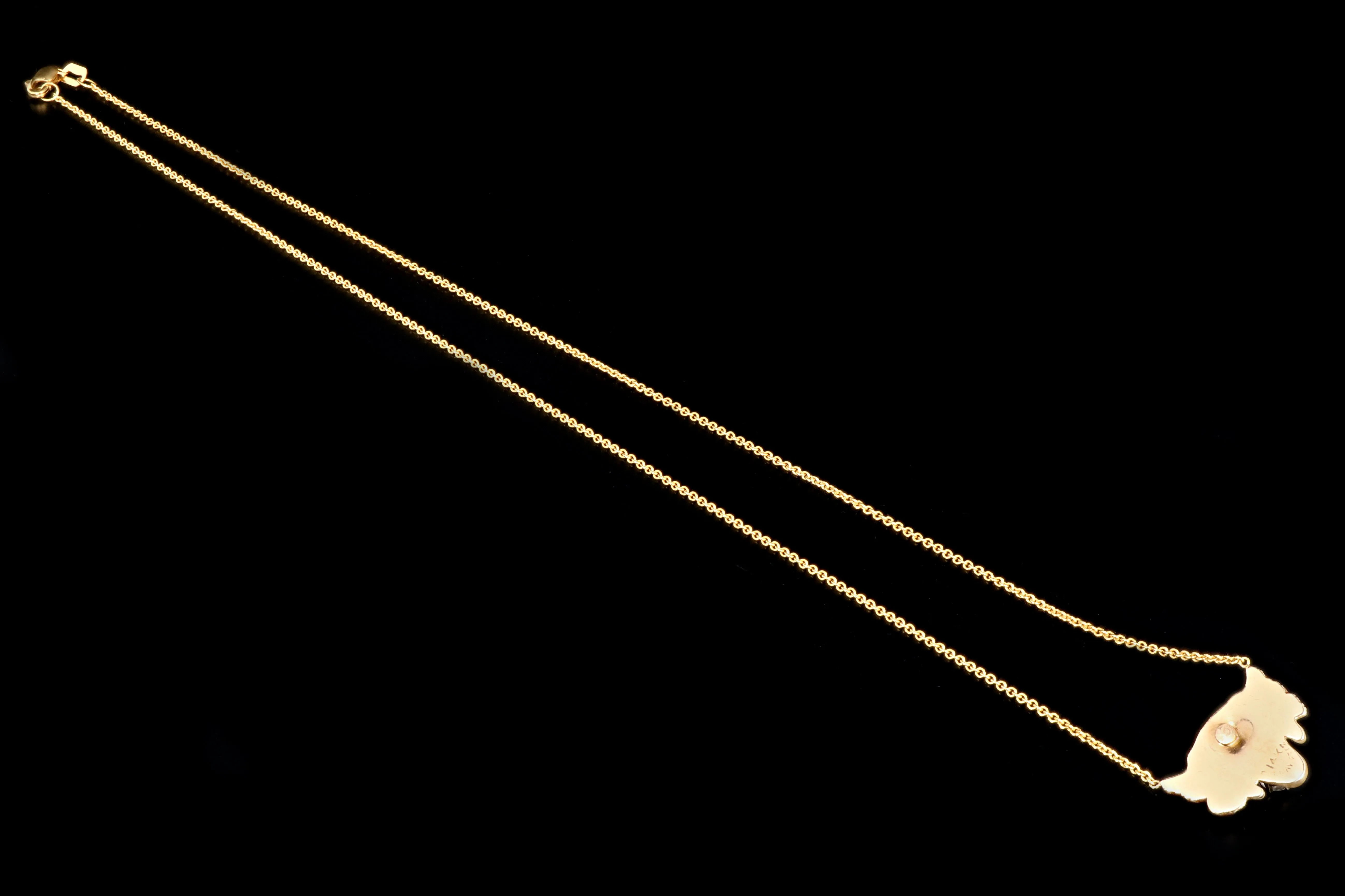 Victorian 14K Yellow Gold Enamel Tiger Diamond Conversion Necklace