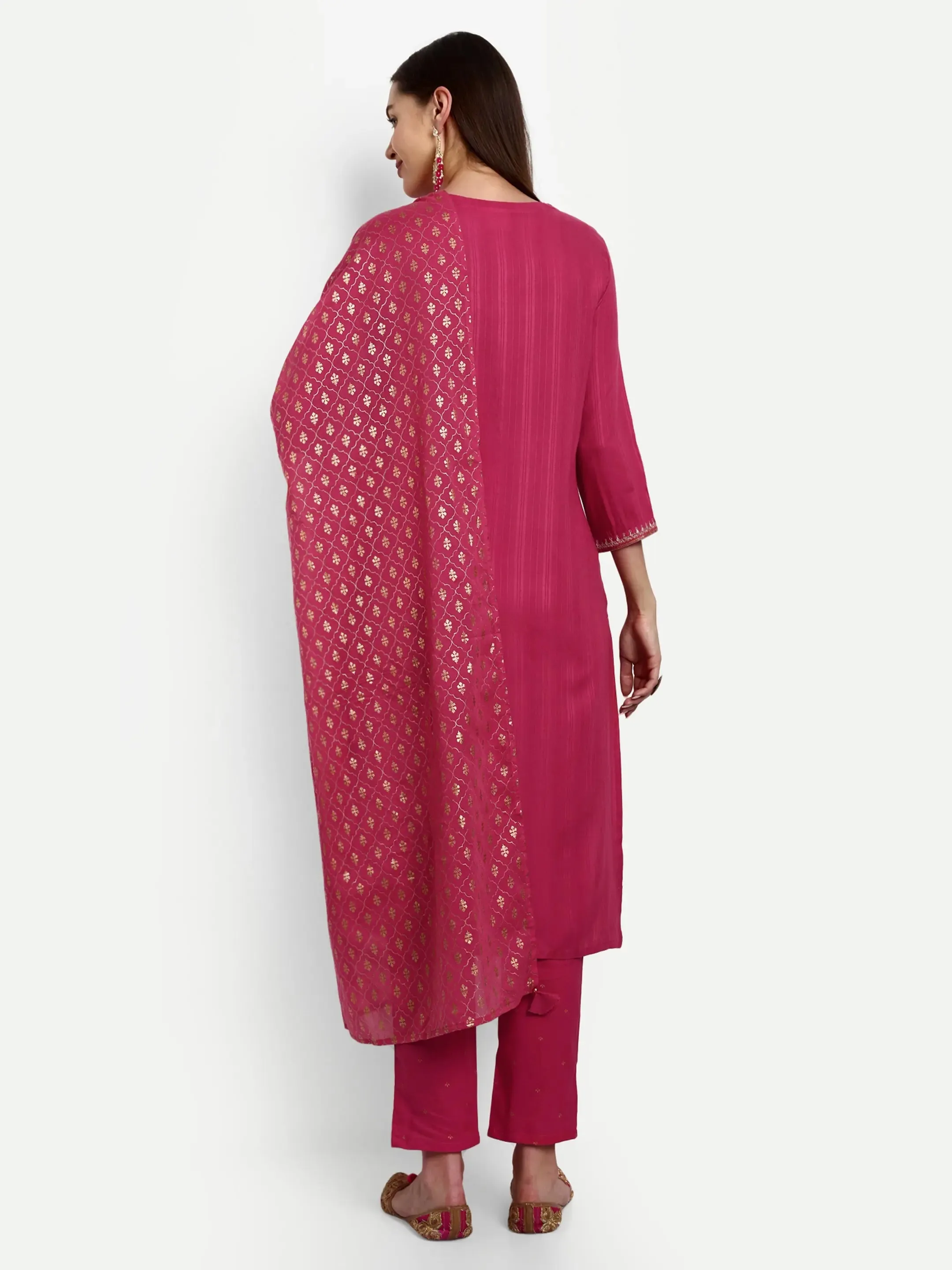 Viscose Rayon Embroided Kurta With Trouser And Dupatta For Feeding And Maternity