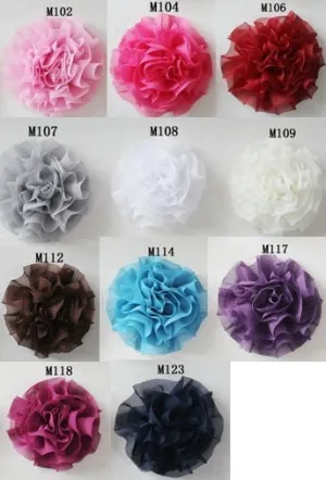 W CABBAGE CHIFFON Flowers - 3 inches -