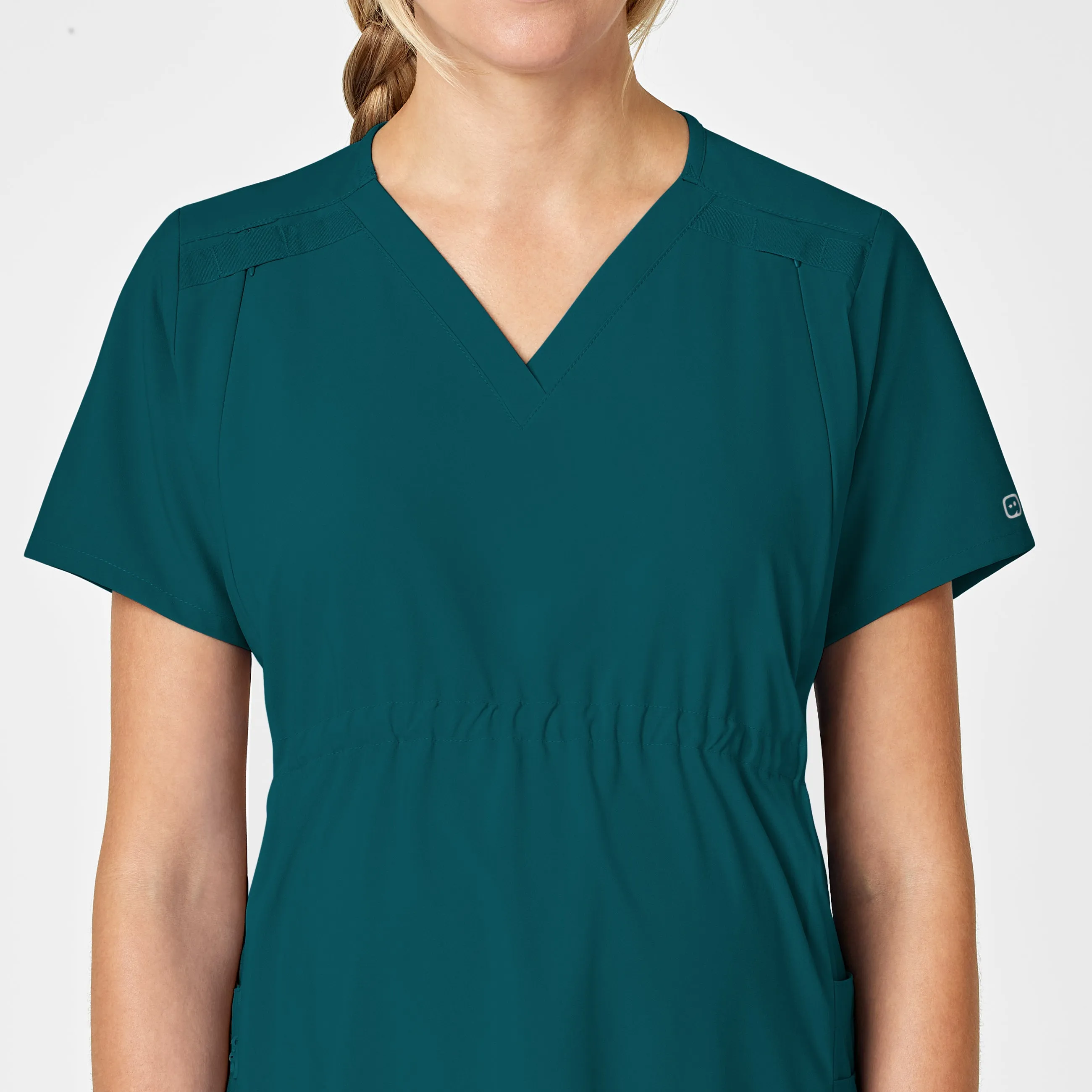 W123 4555 Maternity V-Neck Scrub Top Caribbean Blue