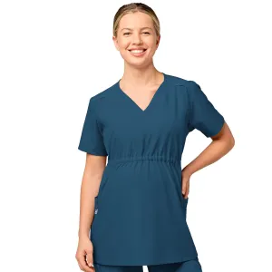 W123 4555 Maternity V-Neck Scrub Top Caribbean Blue