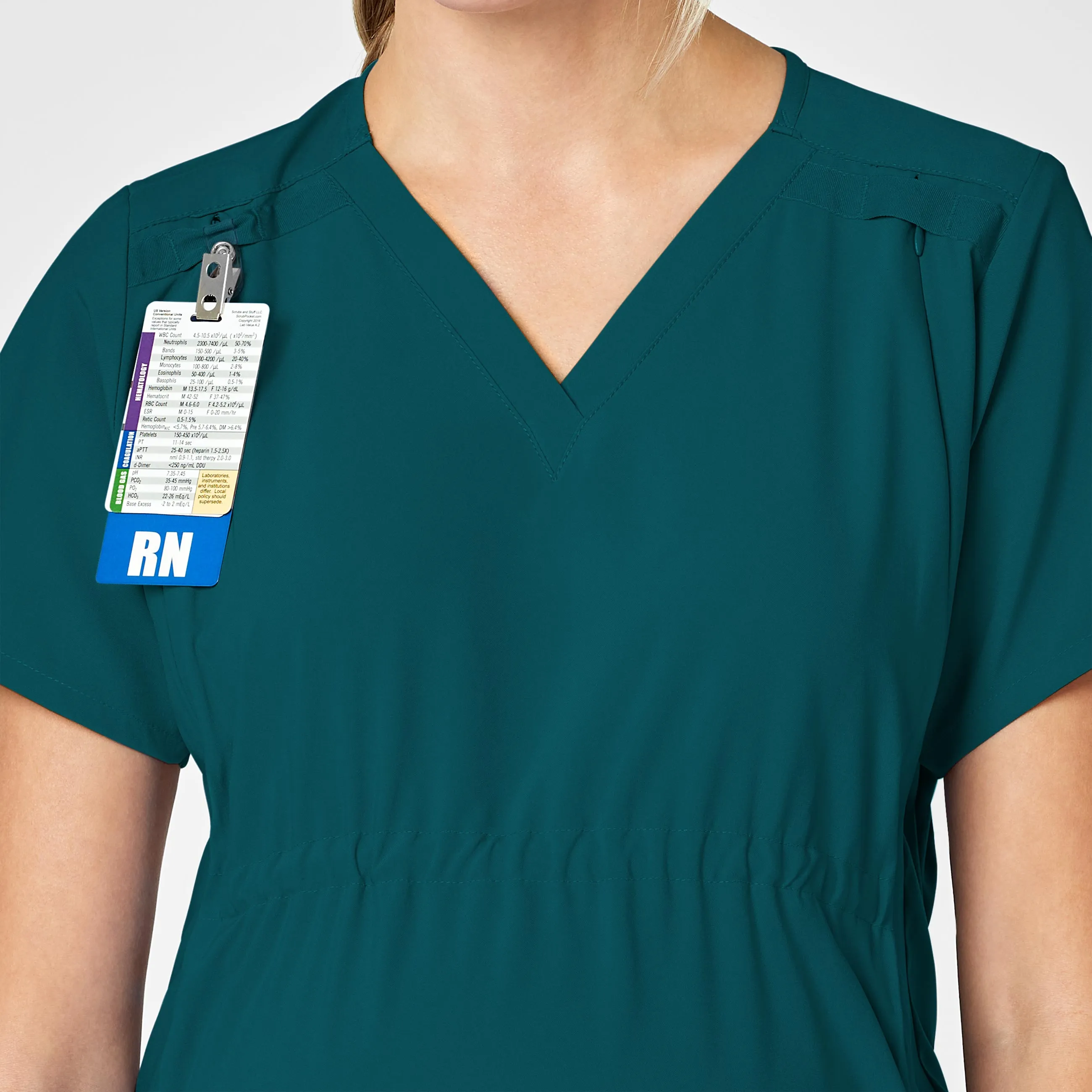 W123 4555 Maternity V-Neck Scrub Top Caribbean Blue