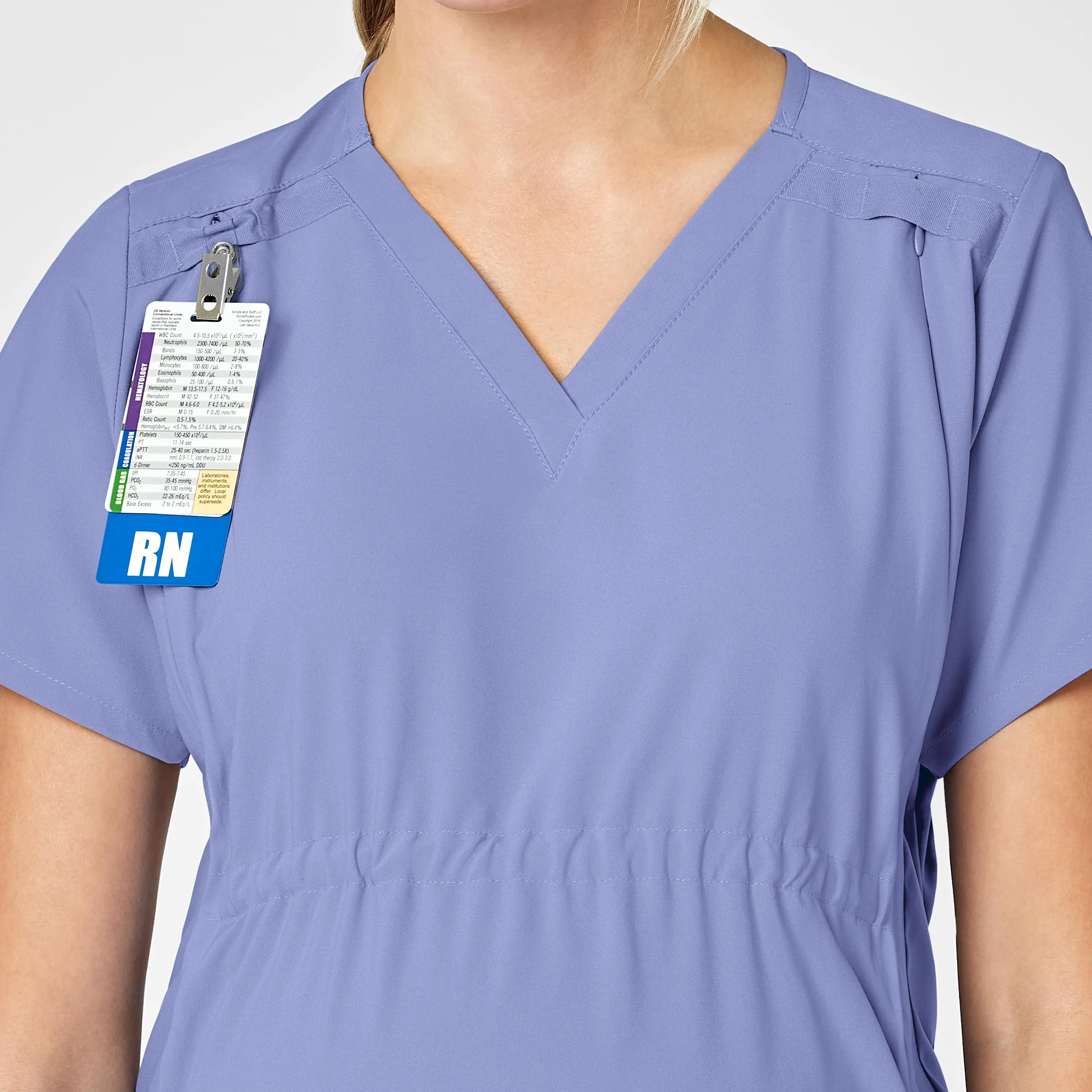W123 4555 Maternity V-Neck Scrub Top Ceil Blue