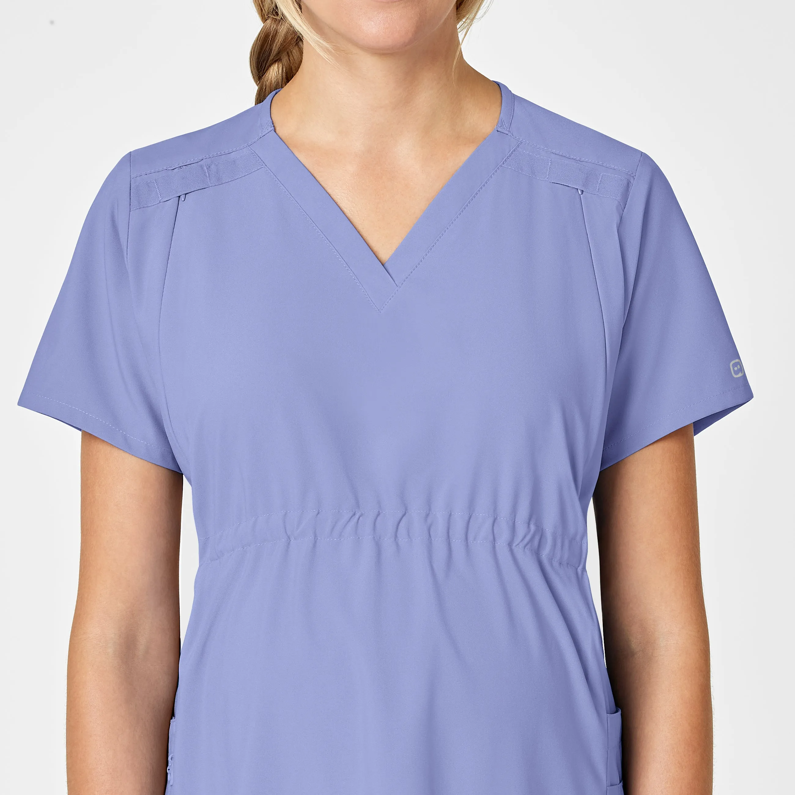 W123 4555 Maternity V-Neck Scrub Top Ceil Blue