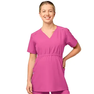 W123 4555 Maternity V-Neck Scrub Top Hot Pink