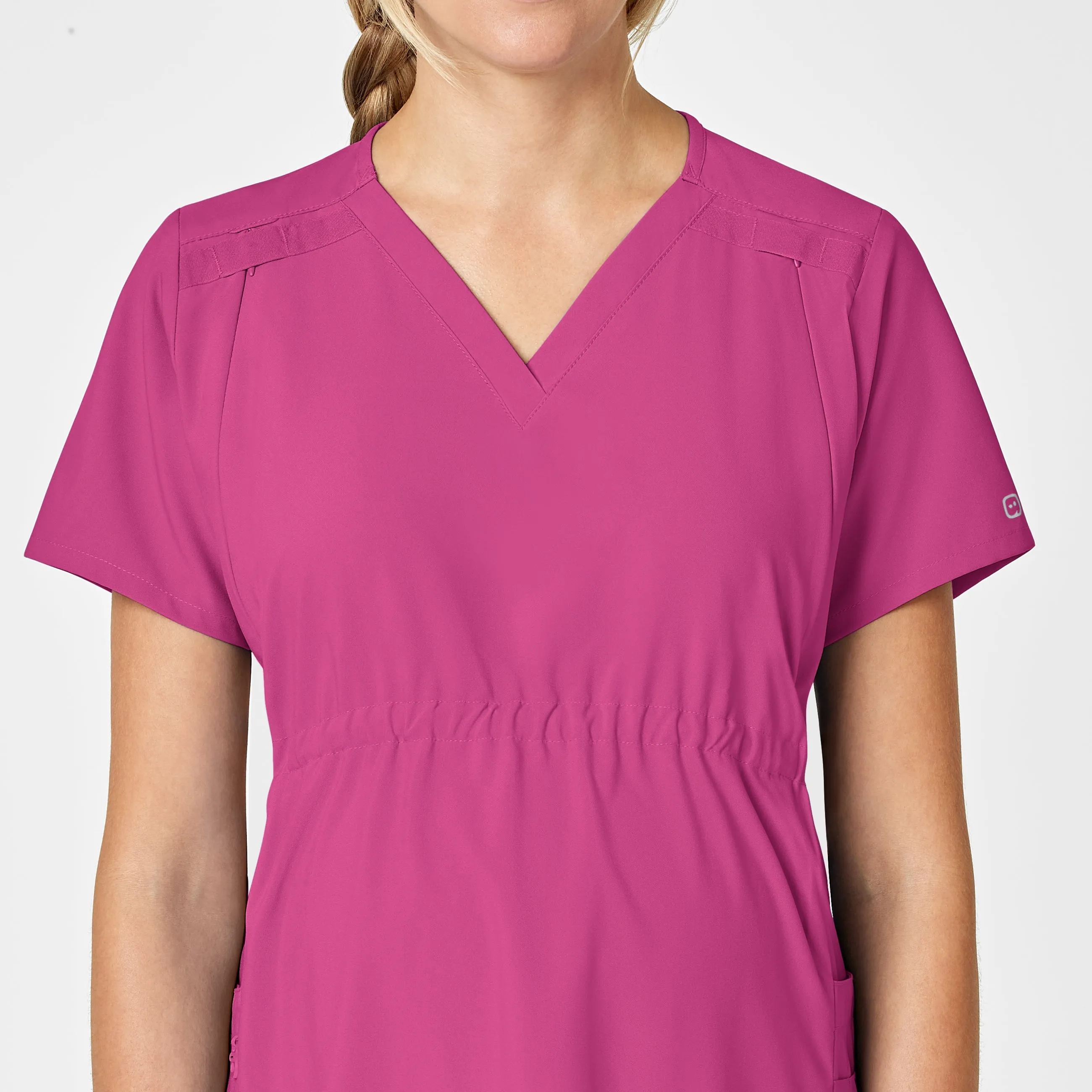 W123 4555 Maternity V-Neck Scrub Top Hot Pink