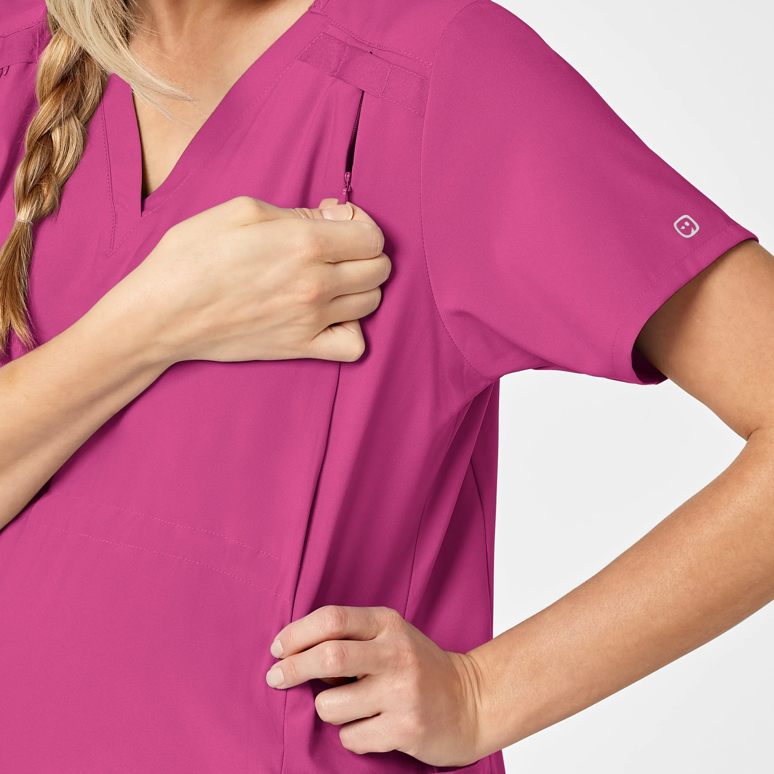 W123 4555 Maternity V-Neck Scrub Top Hot Pink