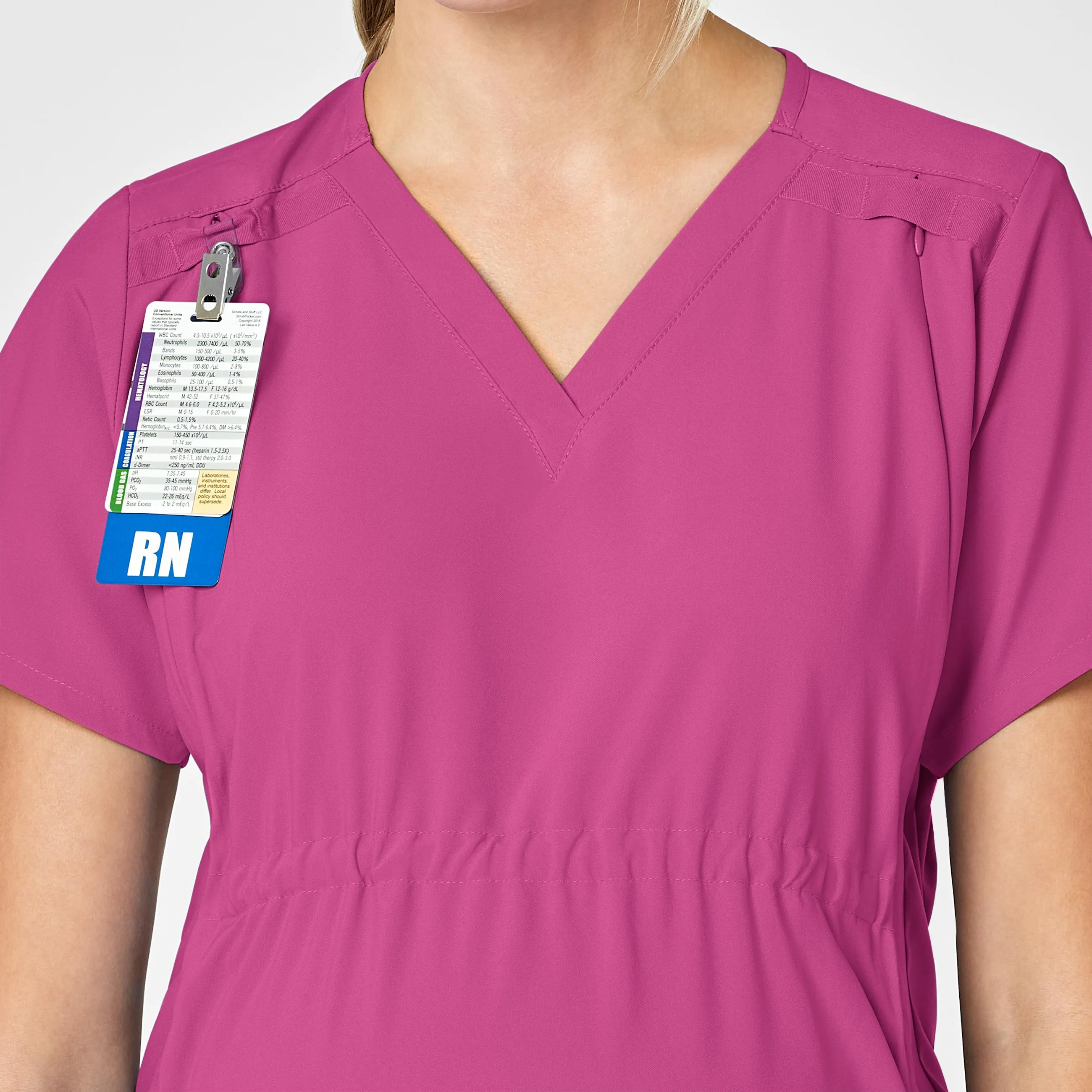 W123 4555 Maternity V-Neck Scrub Top Hot Pink