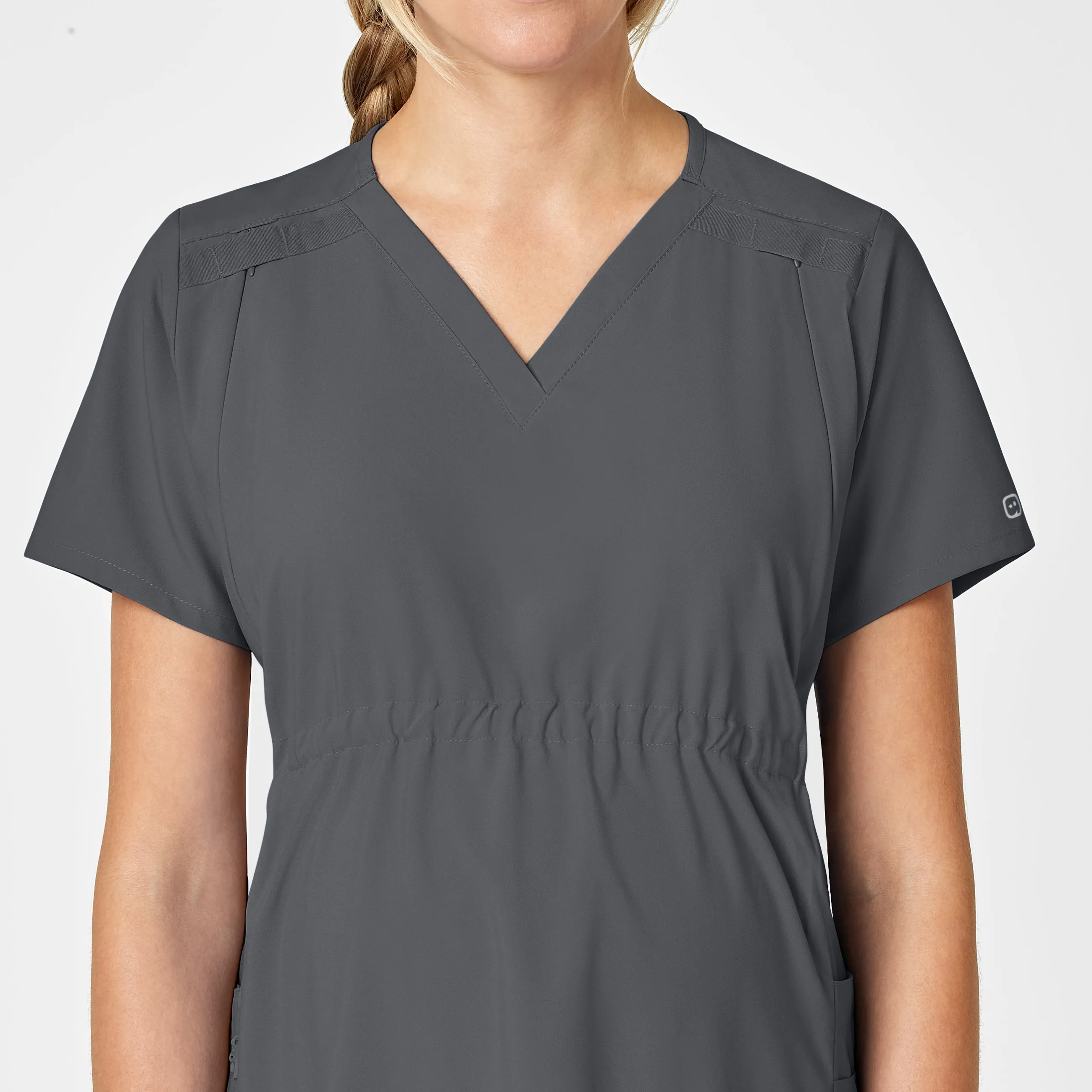 W123 4555 Maternity V-Neck Scrub Top Pewter