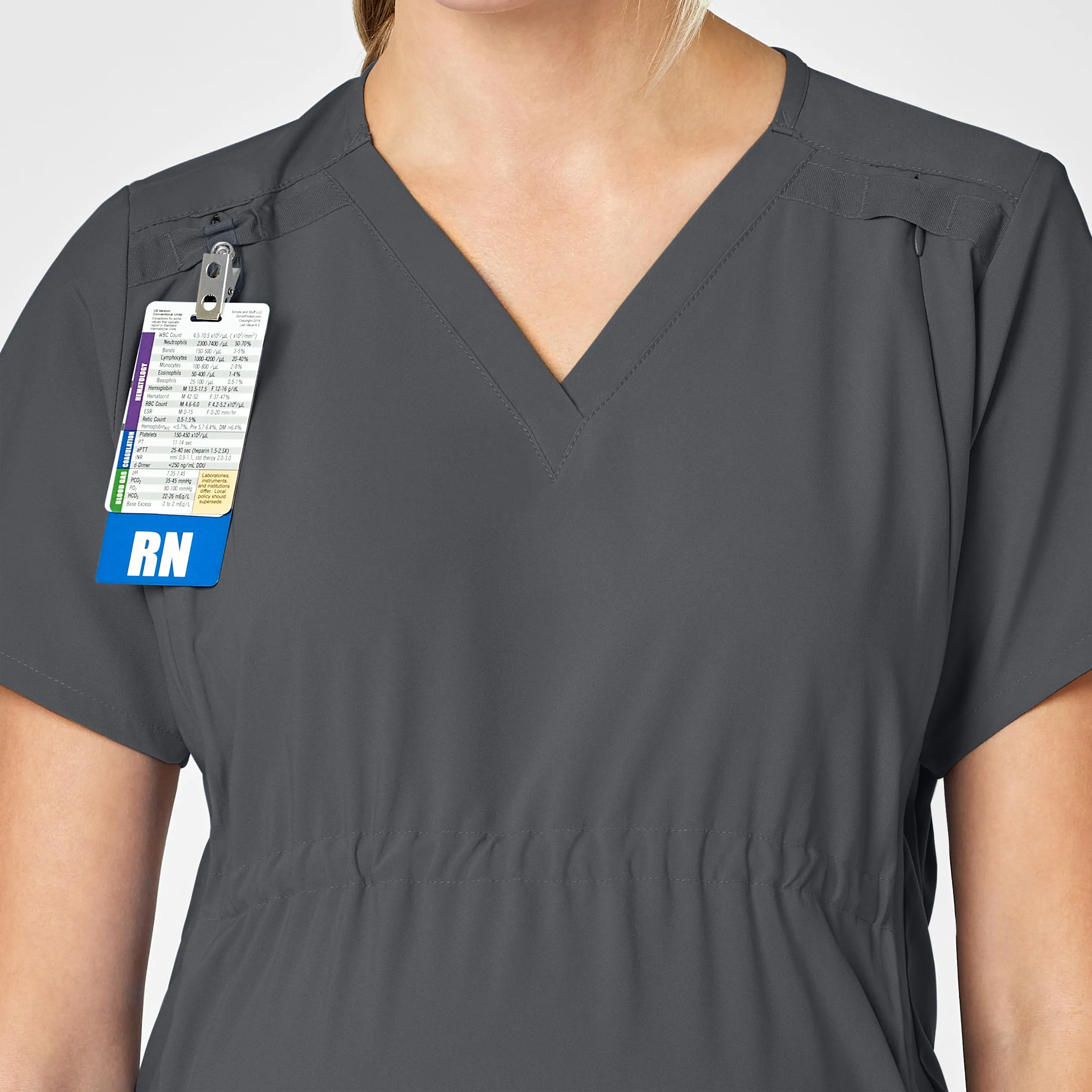 W123 4555 Maternity V-Neck Scrub Top Pewter