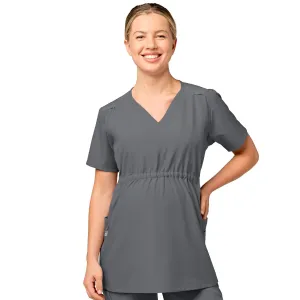 W123 4555 Maternity V-Neck Scrub Top Pewter
