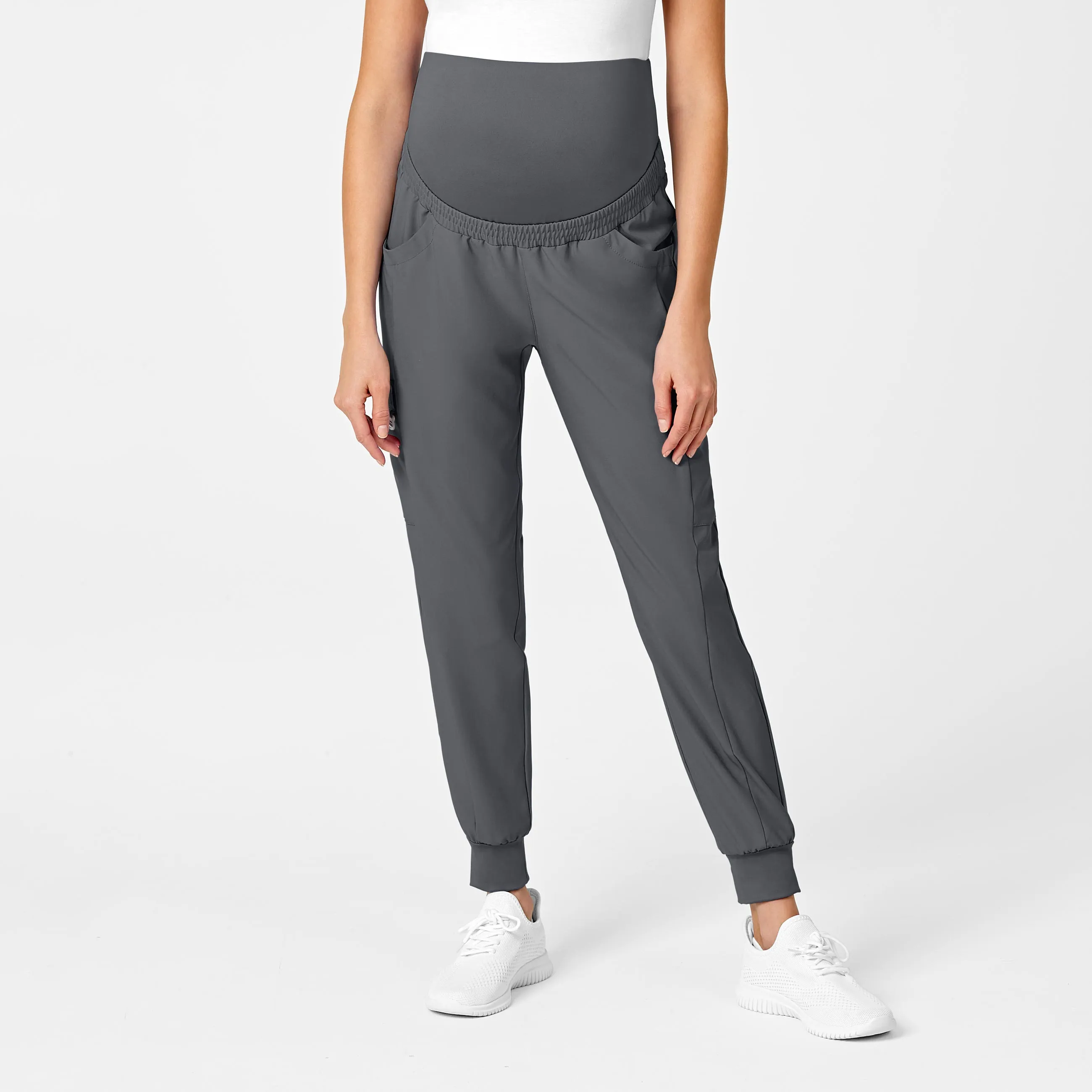 W123 5455 Maternity Jogger Scrub Pants Pewter