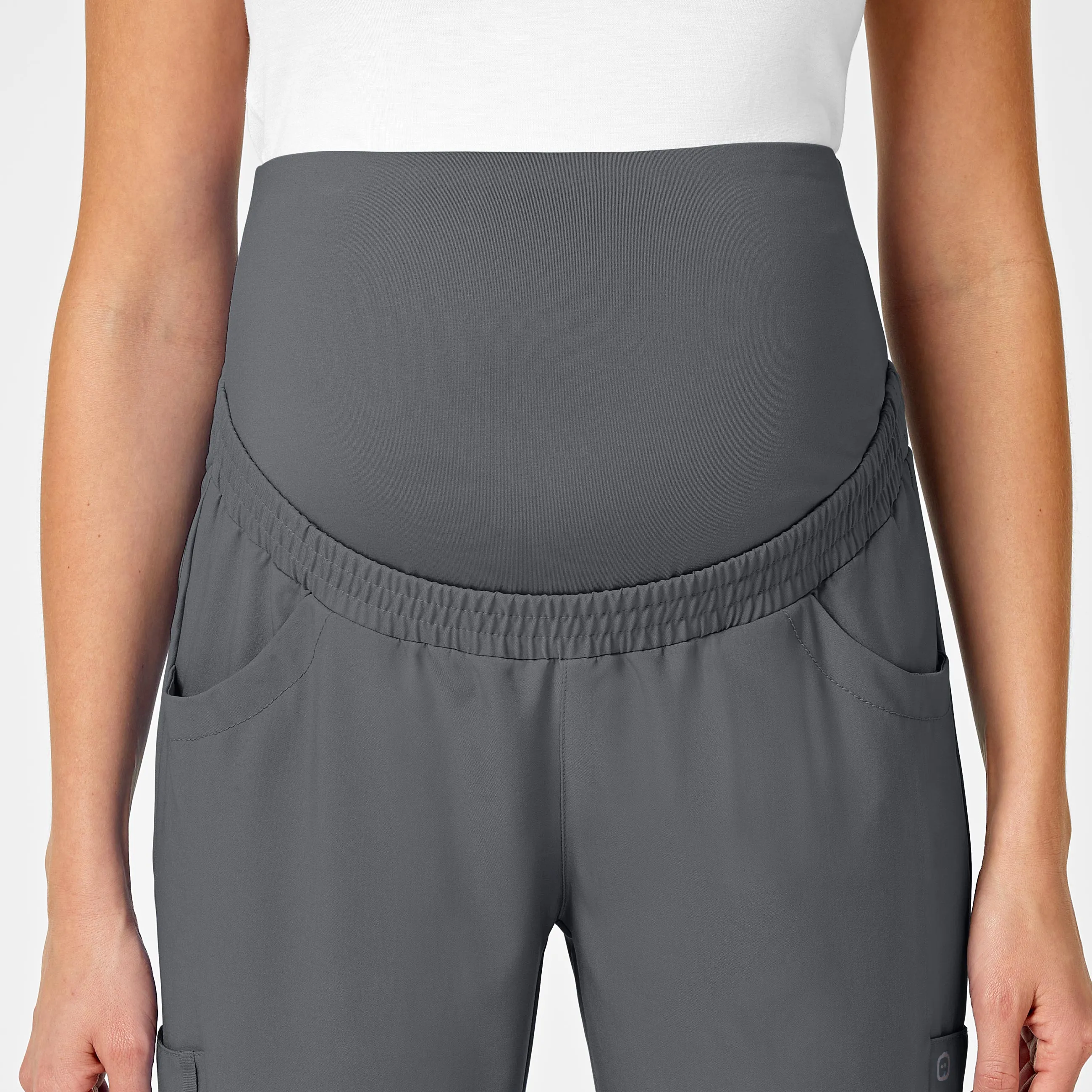 W123 5455 Maternity Jogger Scrub Pants Pewter