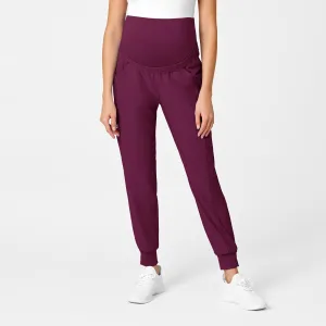 W123 5455 Maternity Jogger Scrub Pants Wine