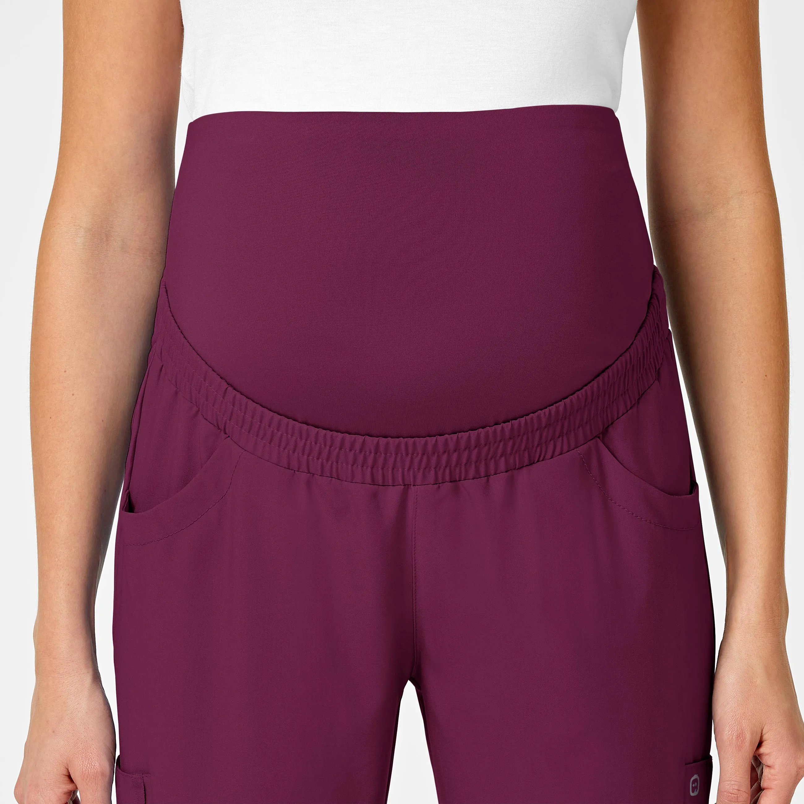 W123 5455 Maternity Jogger Scrub Pants Wine