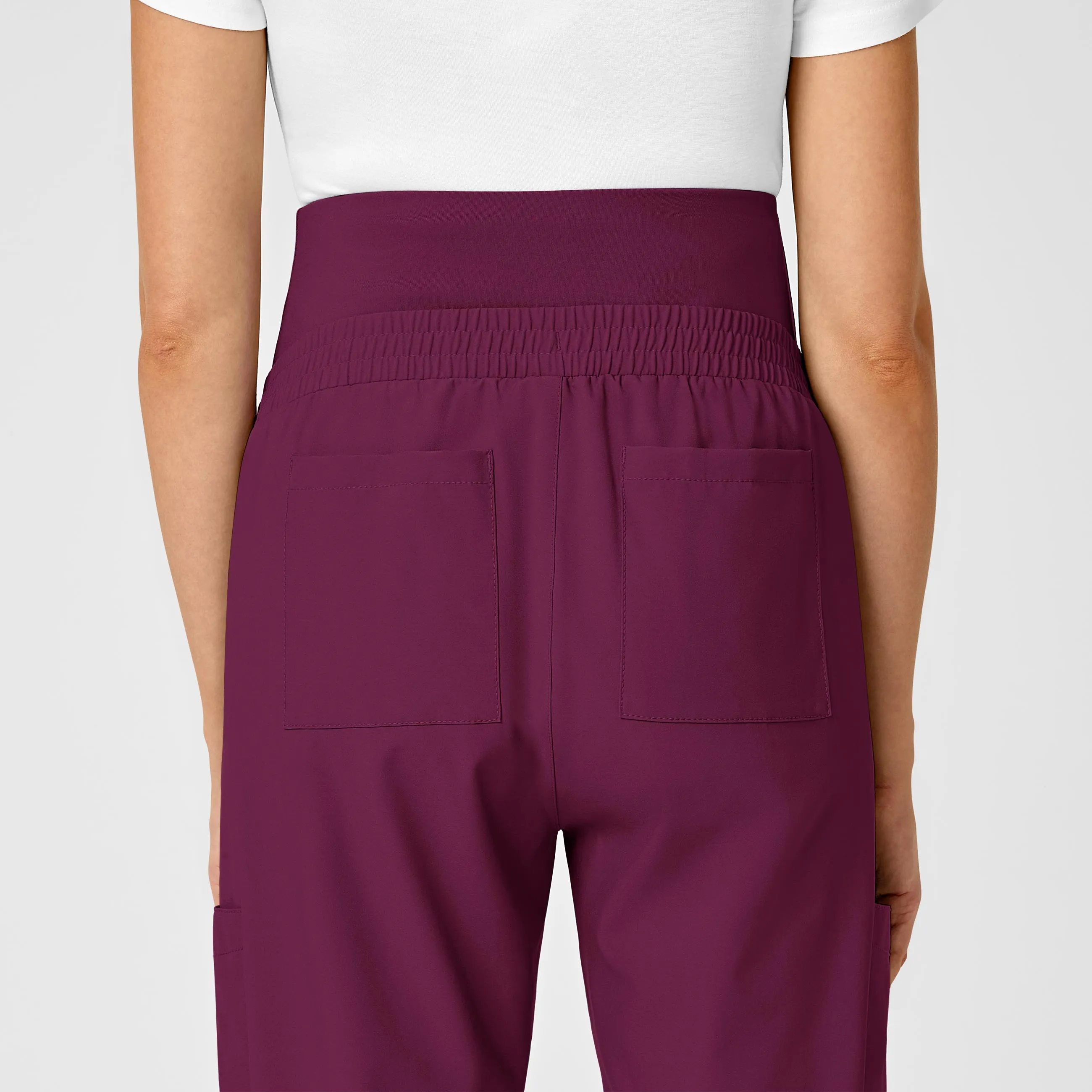 W123 5455 Maternity Jogger Scrub Pants Wine