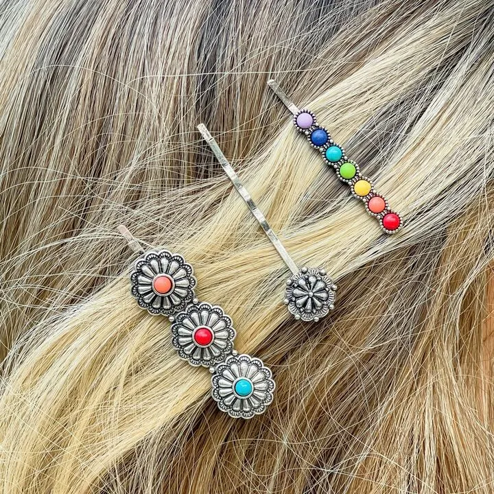 Western Rainbow Hair Pin Set of 3