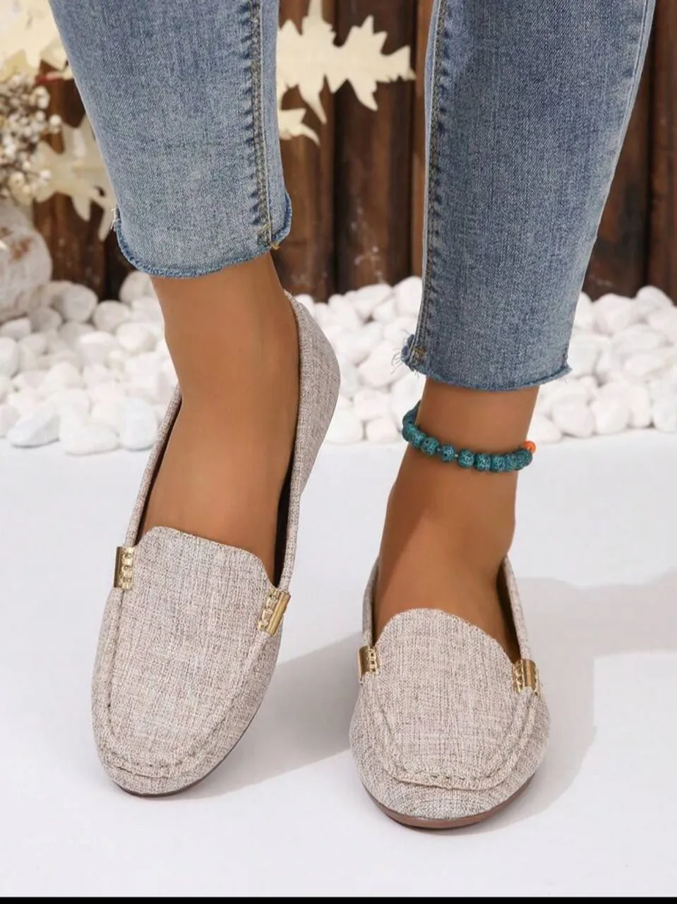 Women Metal Decor Flat Loafers, Fashion Outdoor Flats