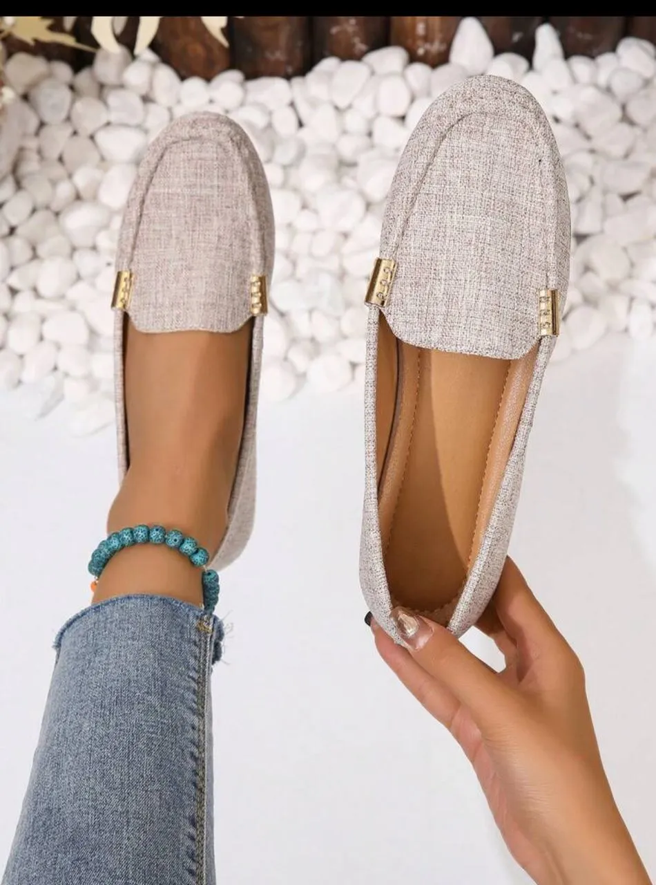 Women Metal Decor Flat Loafers, Fashion Outdoor Flats