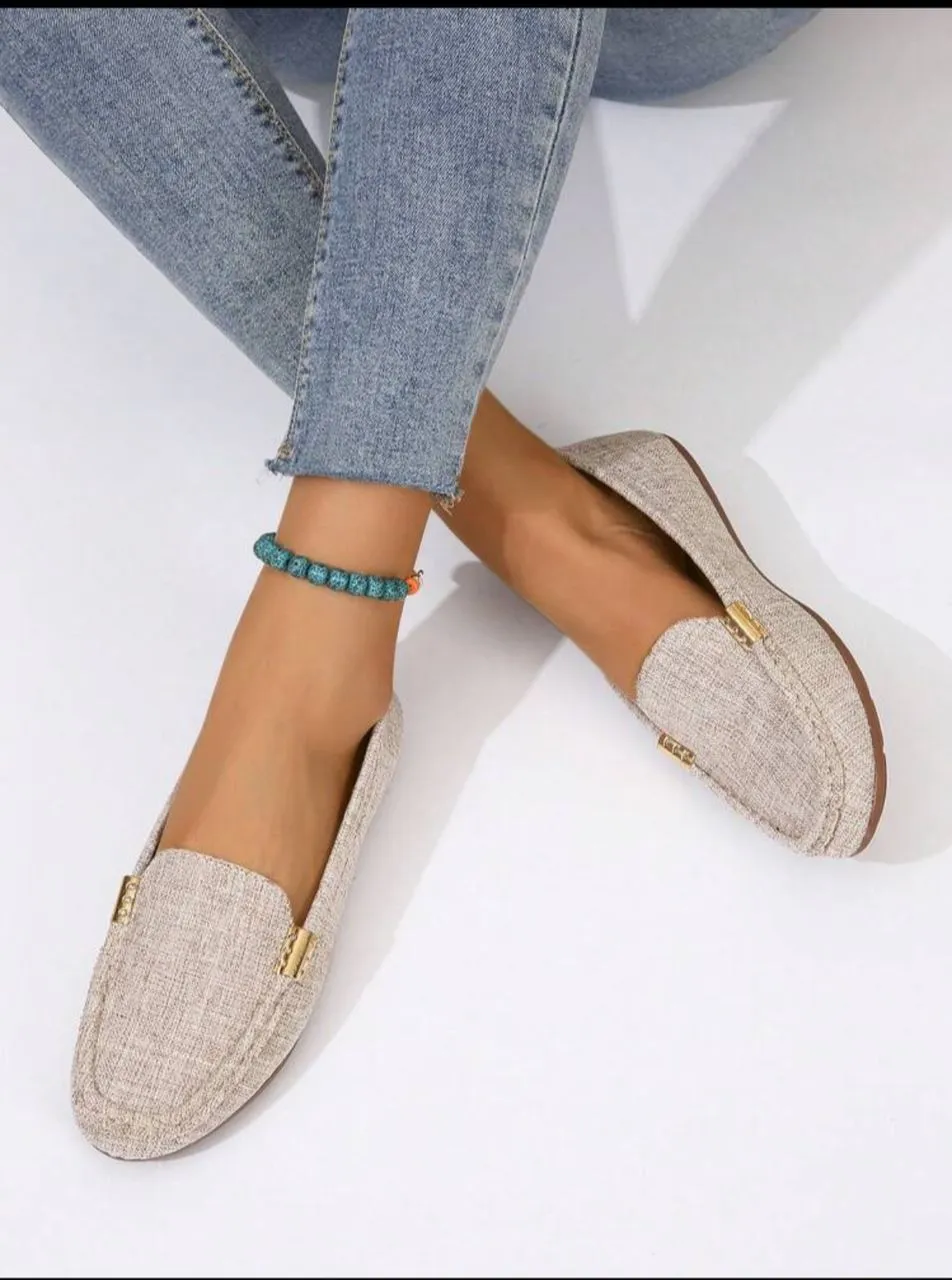 Women Metal Decor Flat Loafers, Fashion Outdoor Flats