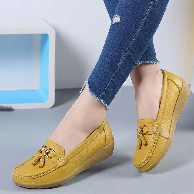 Women Shoes Flats Cut Out Leather Casual Breathbale Moccains