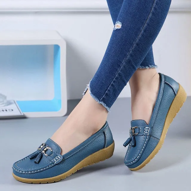 Women Shoes Flats Cut Out Leather Casual Breathbale Moccains