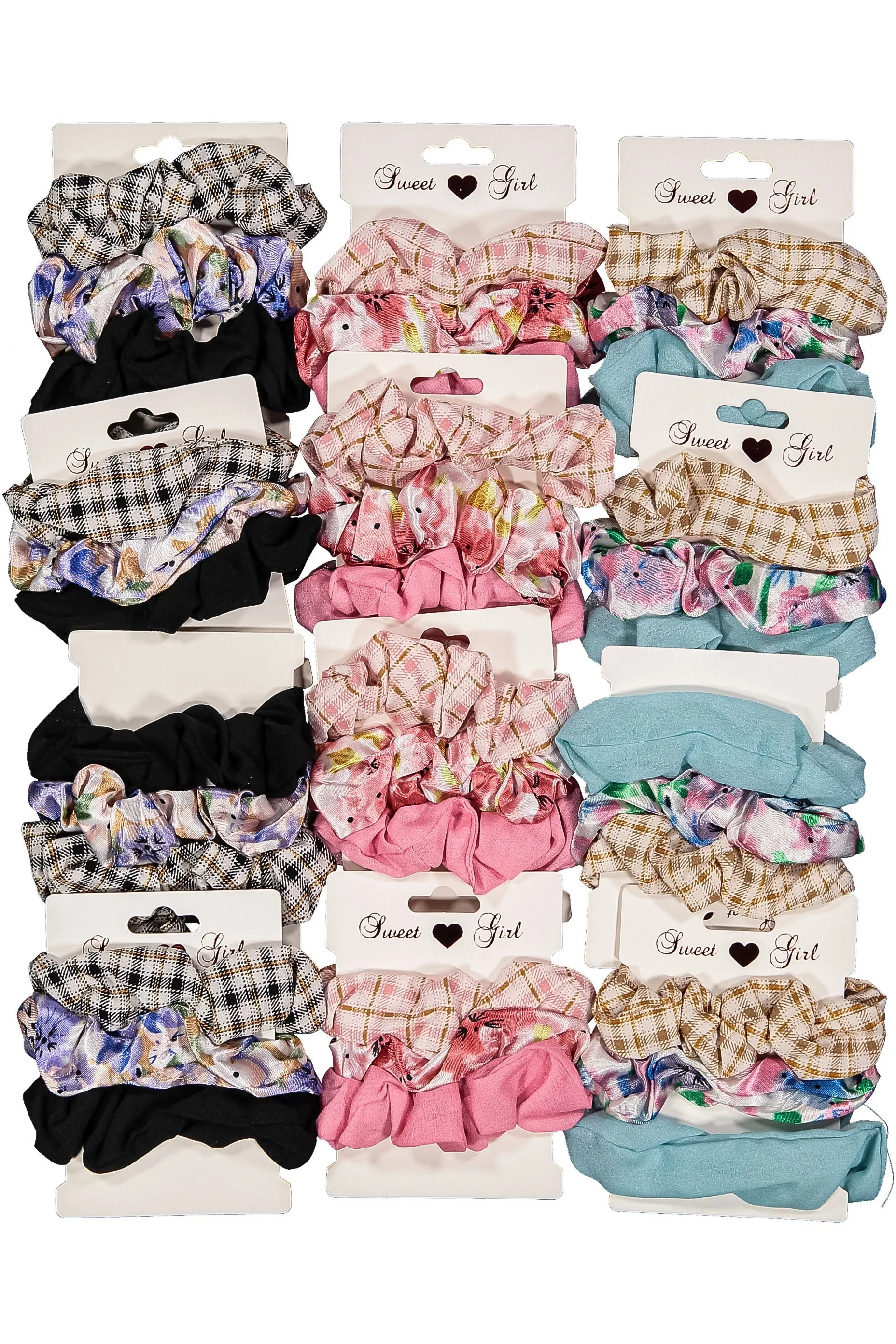 WOMEN'S ASSORTED COLORS 3PC. HAIR SCRUNCHES
