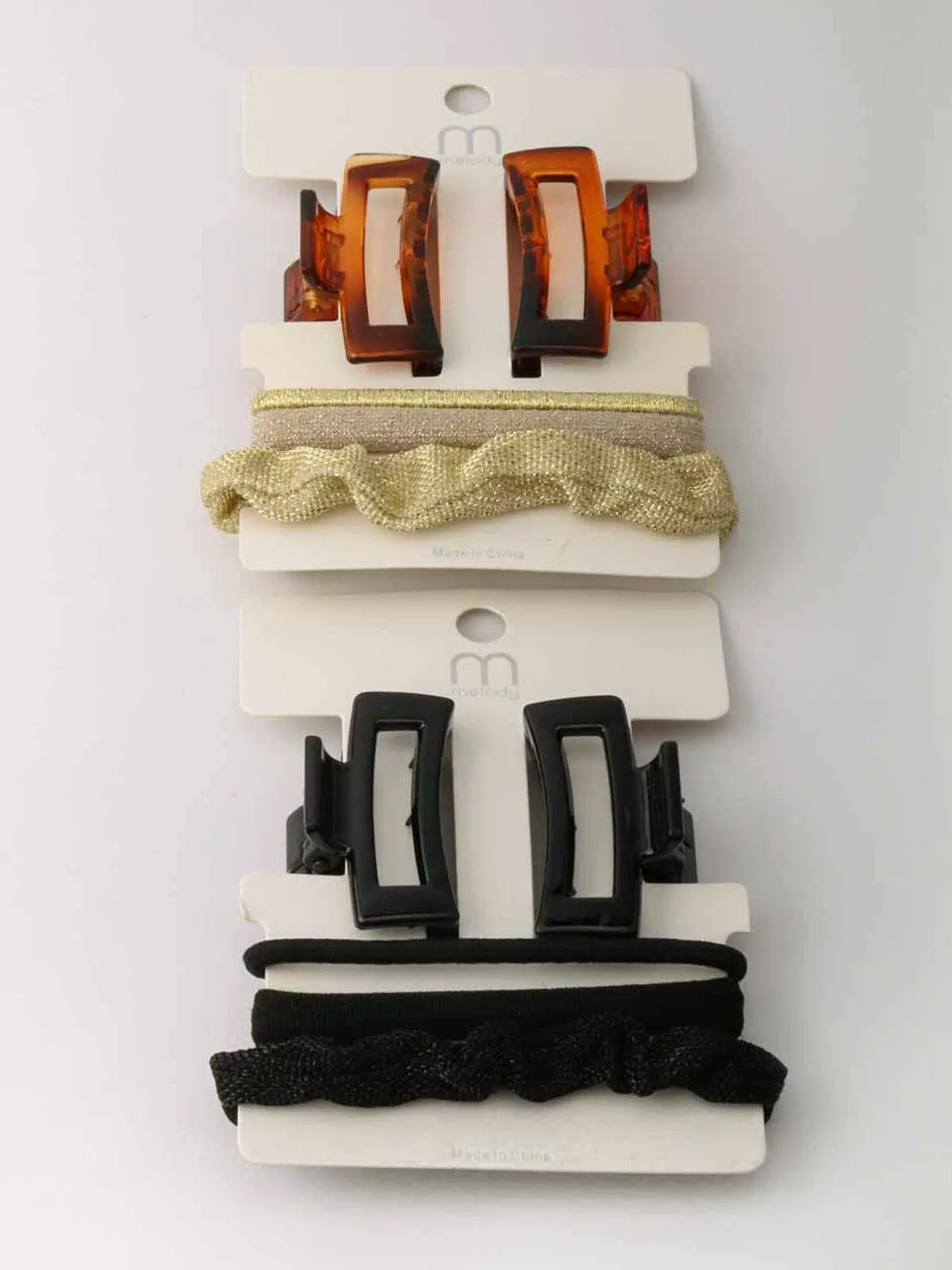 WOMEN'S ASSORTED COLORS SCRUNCHIES & CLAW CLIP SETS