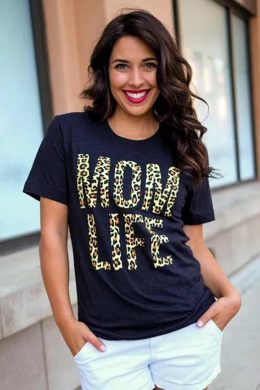 Women's Black "Mom life" cotton maternity & post natal boyfriend T-shirt