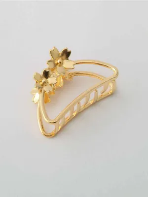 WOMEN'S GOLD & SILVER FLORAL CLAW CLIPS