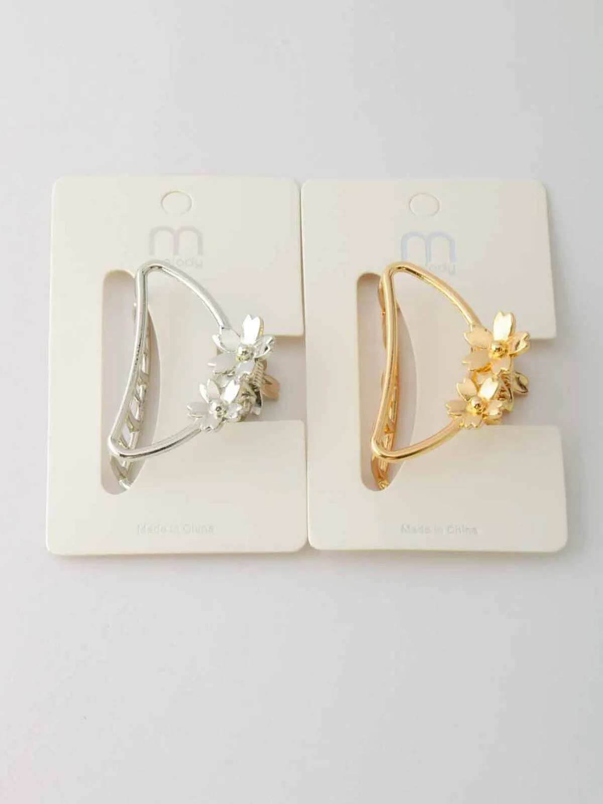WOMEN'S GOLD & SILVER FLORAL CLAW CLIPS