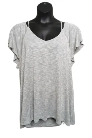WOMENS PLUS SIZE 2X - LILY MORGAN, Super Soft Knit, Flutter Sleeve Top EUC B4