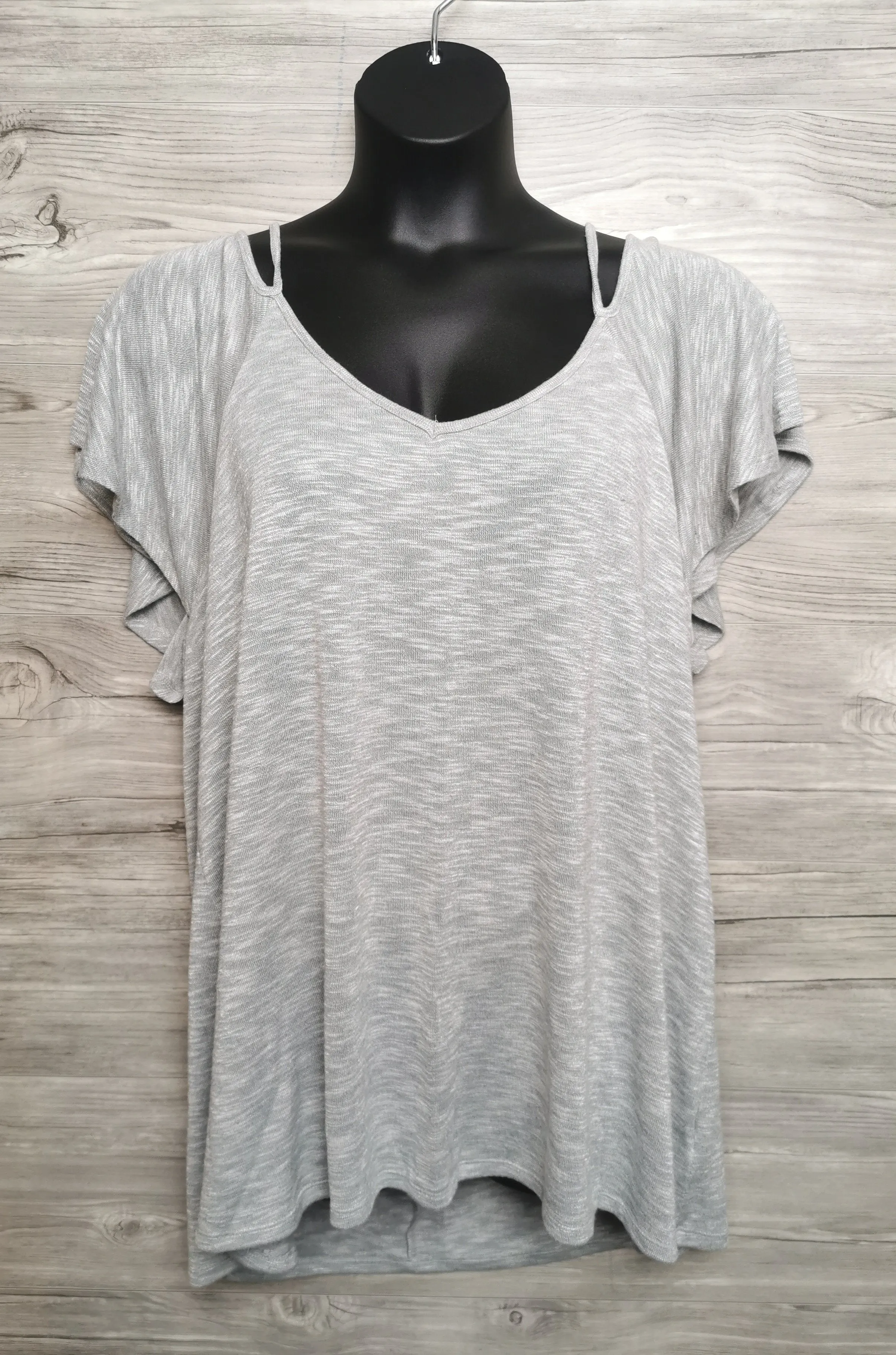 WOMENS PLUS SIZE 2X - LILY MORGAN, Super Soft Knit, Flutter Sleeve Top EUC B4